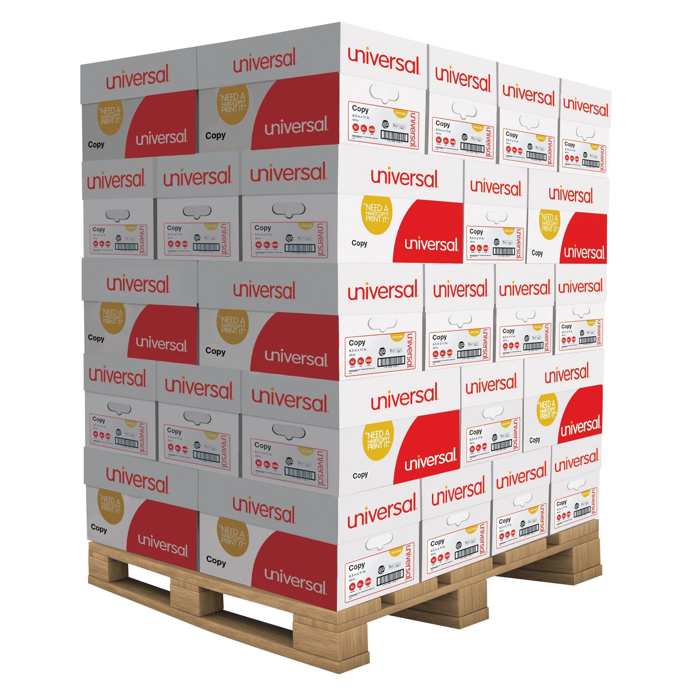 Universal Copy Paper, 8.5"x11" Letter, White, 20lb, 92 Bright, Pallet Pricing