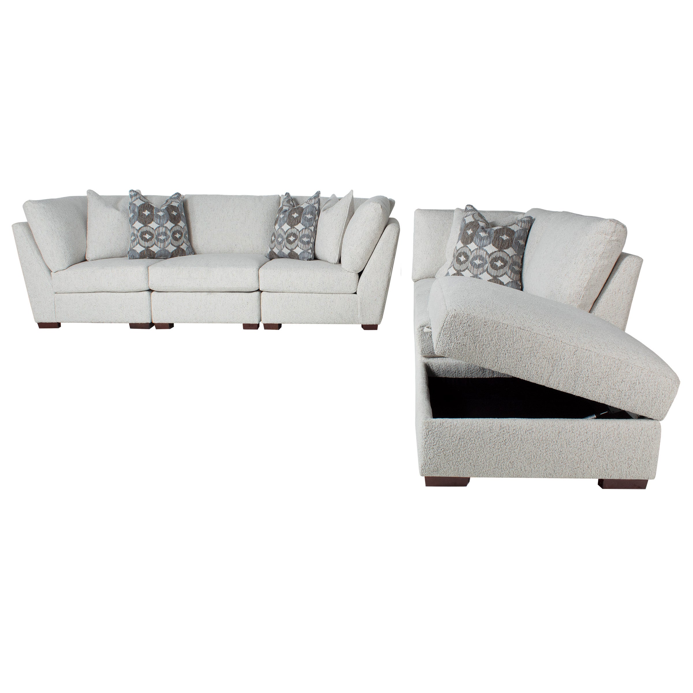 Dulaney Modular Down-Feather Blend 6-piece Sectional with Storage Ottoman