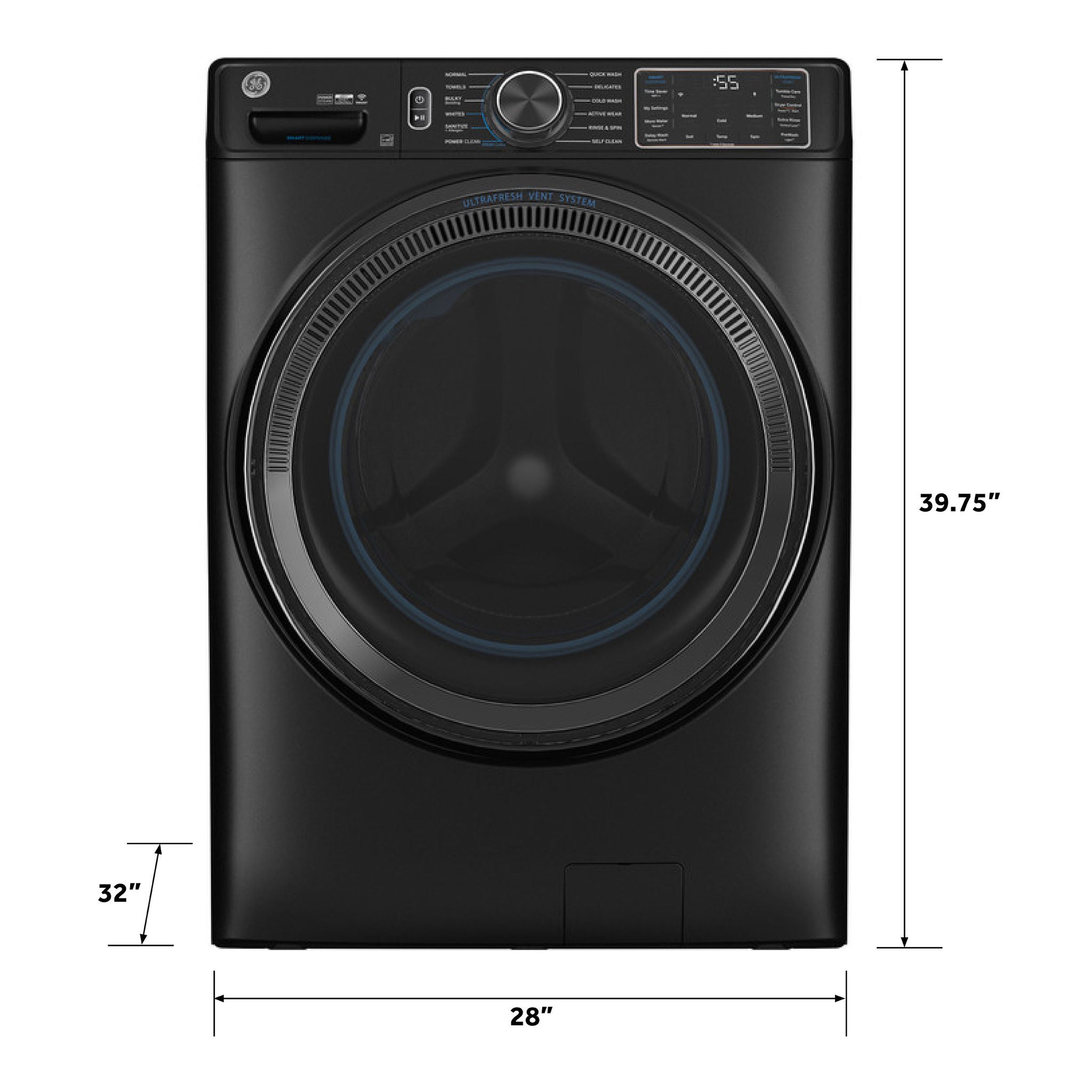GE 5.0 cu. ft. Front Load Washer with UltraFresh Vent System, Reversible Door, WiFi
