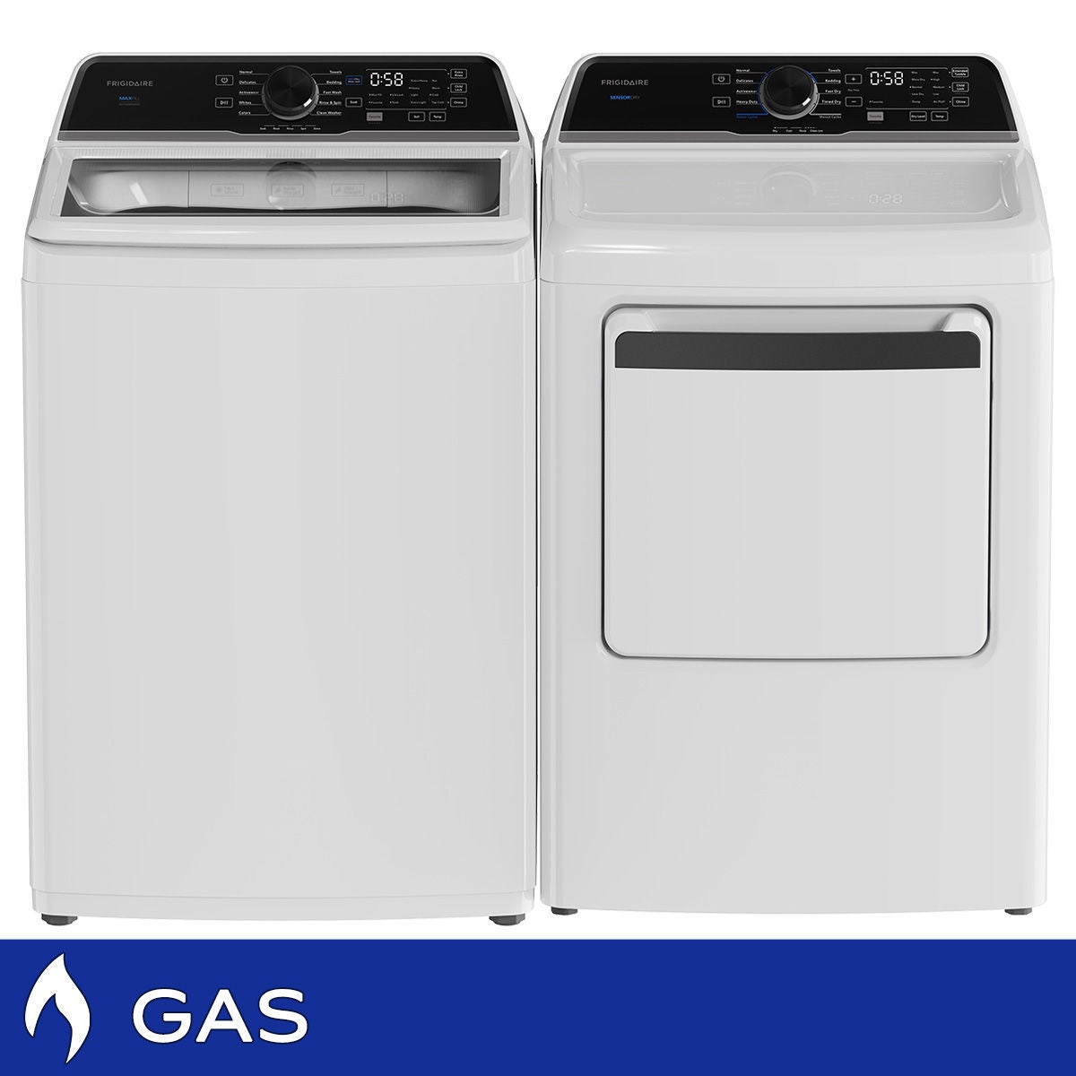 Frigidaire 4.4 cu. ft. Top Load Washer with Max Fill and 7.0 cu. ft. Gas Dryer with 10 Dry Cycles
