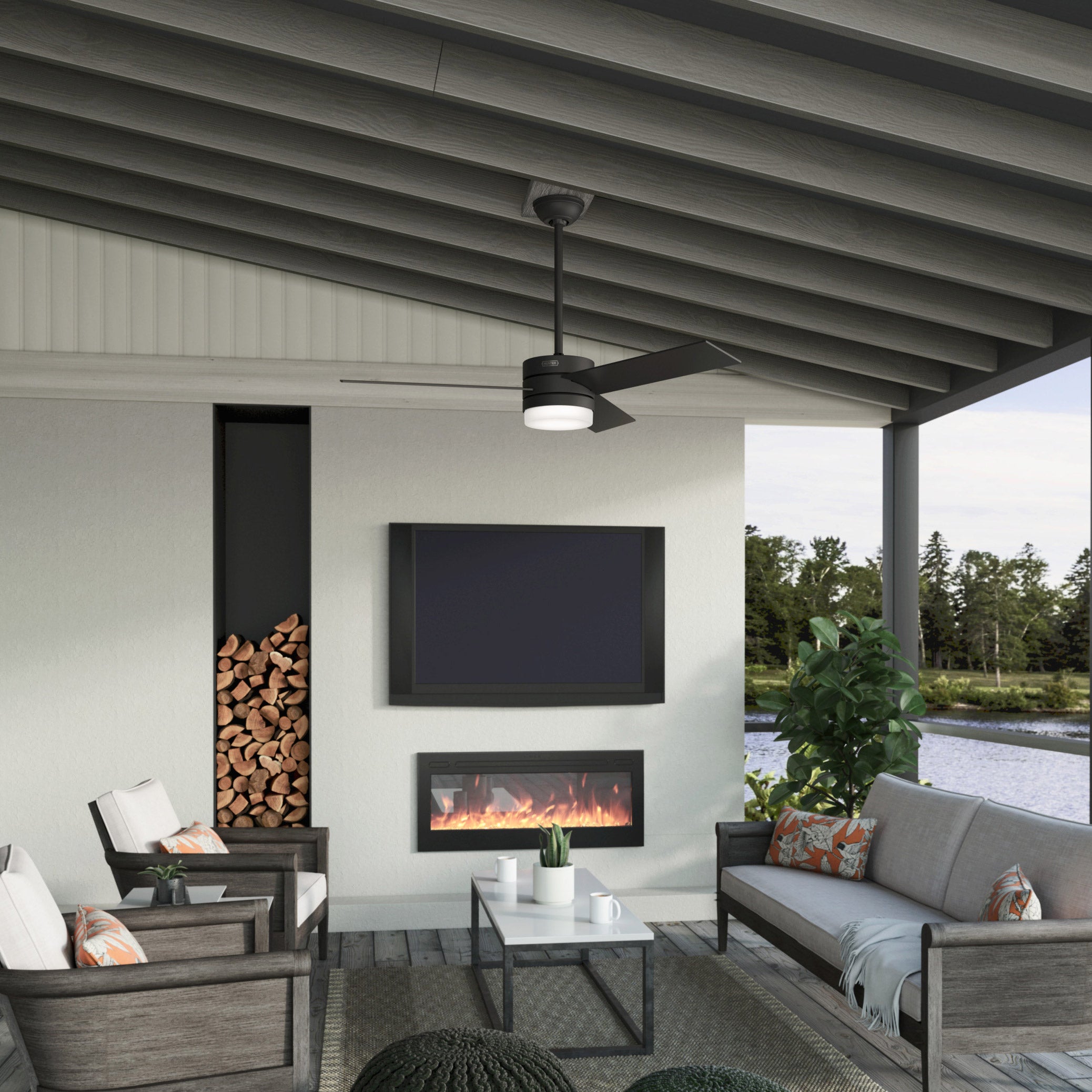 Hunter Exeter 54” 3-Blade Indoor / Outdoor Ceiling Fan