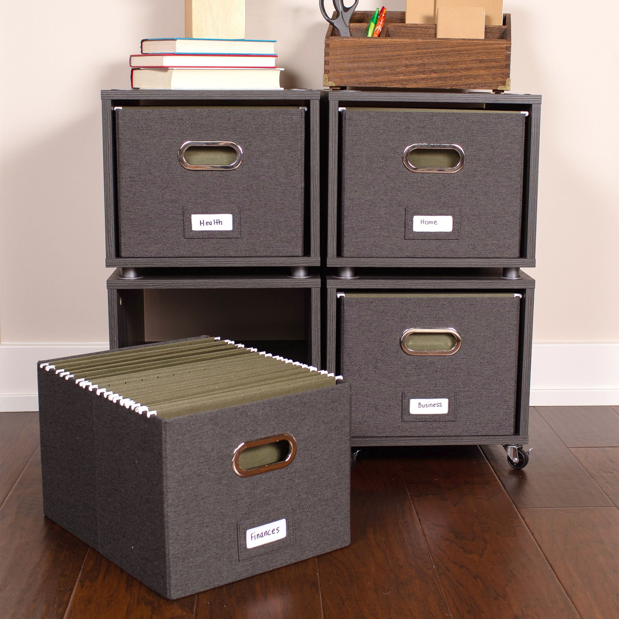 BirdRock Home 2-pack Rolling File Storage Cube Set