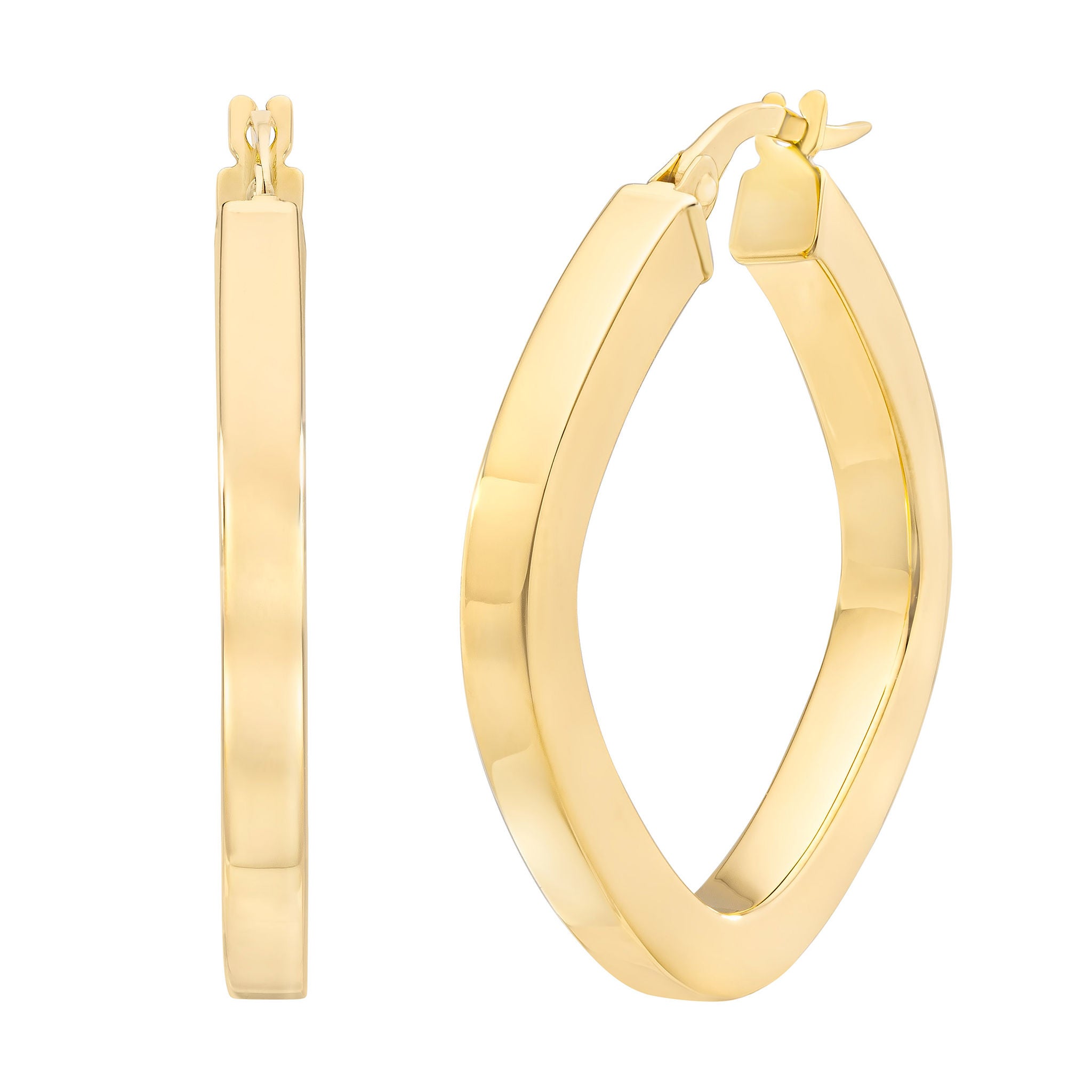 14kt Yellow Gold Rectangular Hoop Earrings