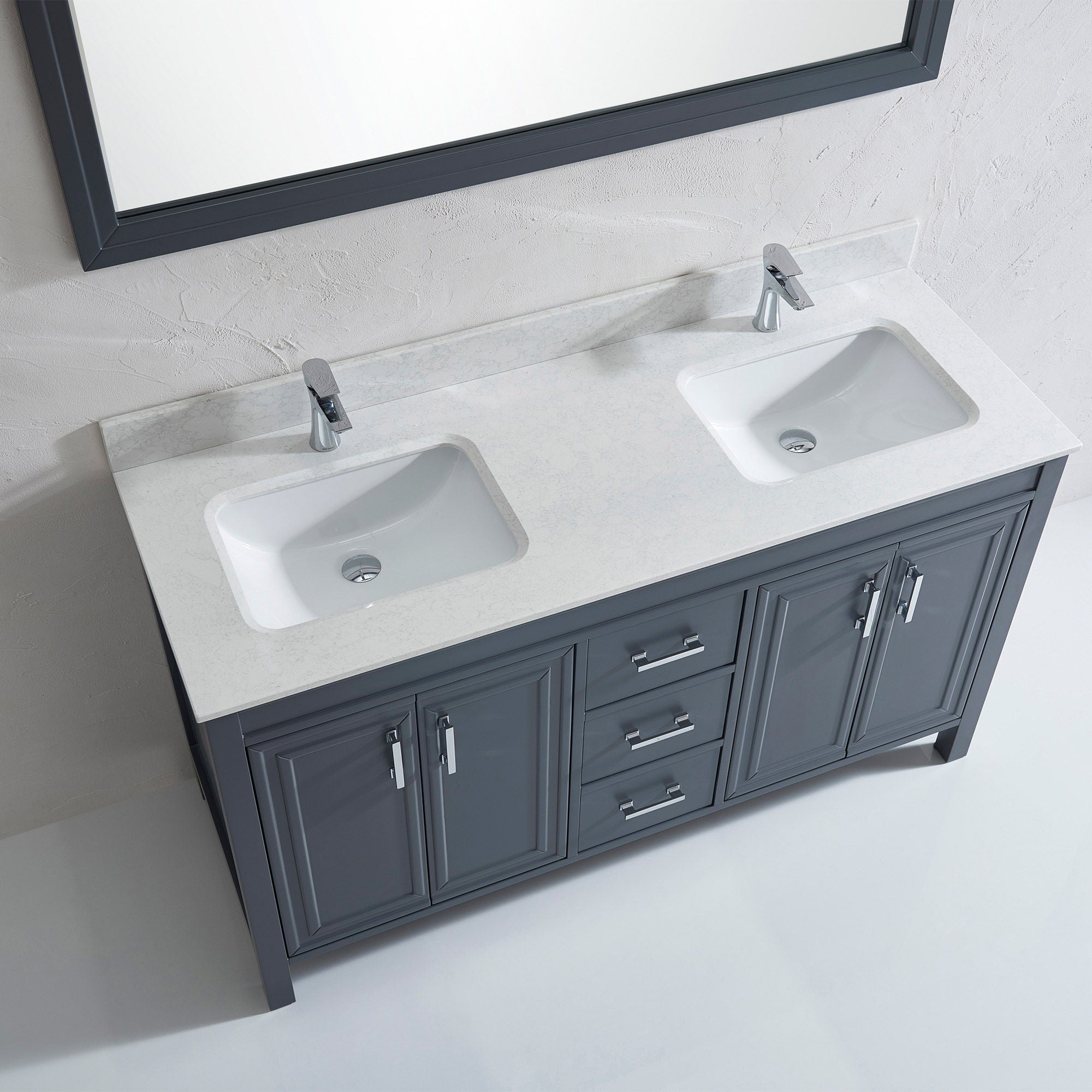 Corniche 60” Gray Double Sink Vanity by Studio Bathe