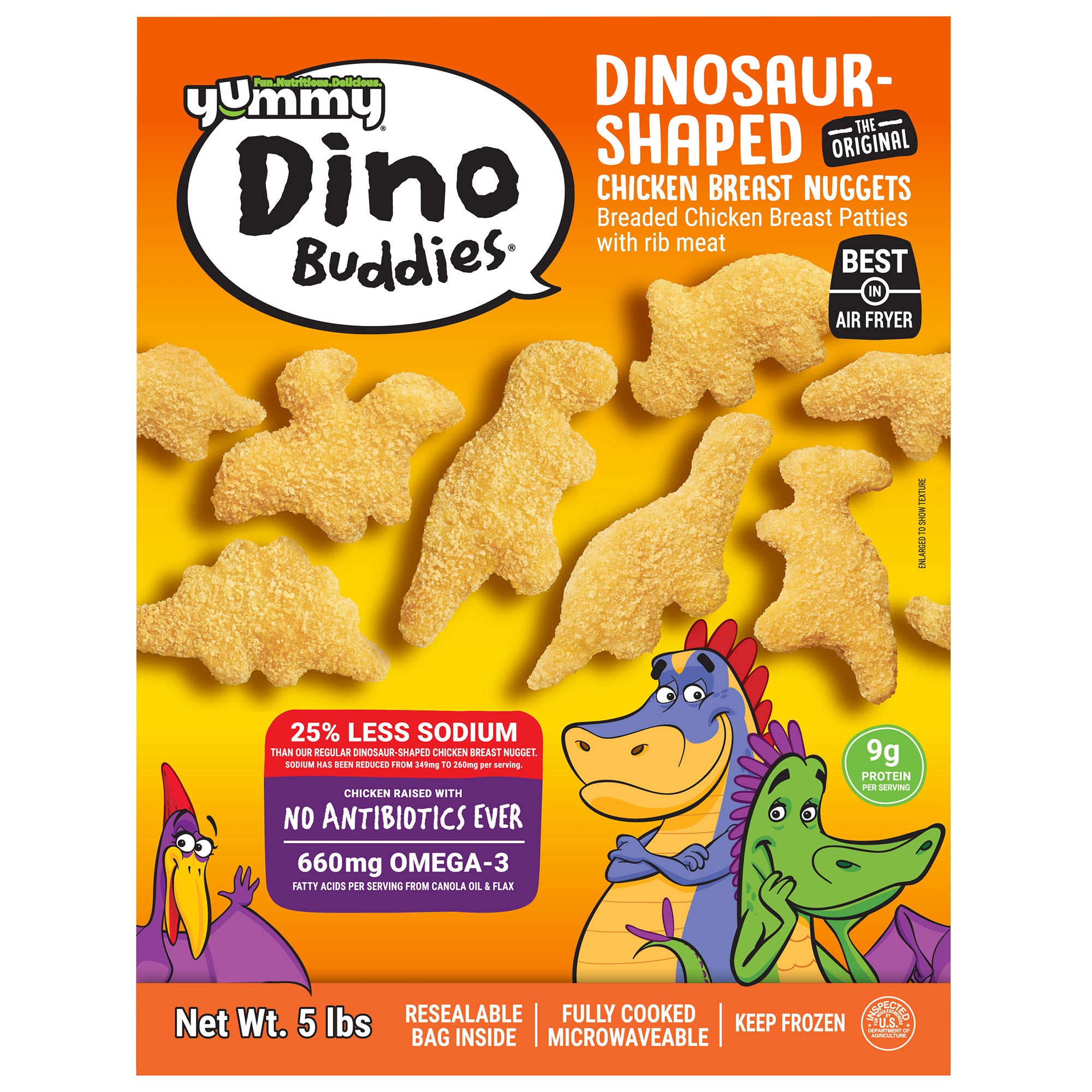 Yummy Dino Buddies Dinosaur-Shaped Chicken Breast Nuggets, 5 lbs