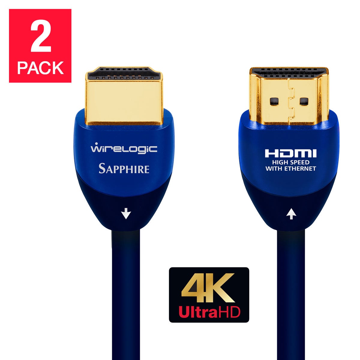WireLogic 6 Feet Sapphire HDMI Cable, 2-pack