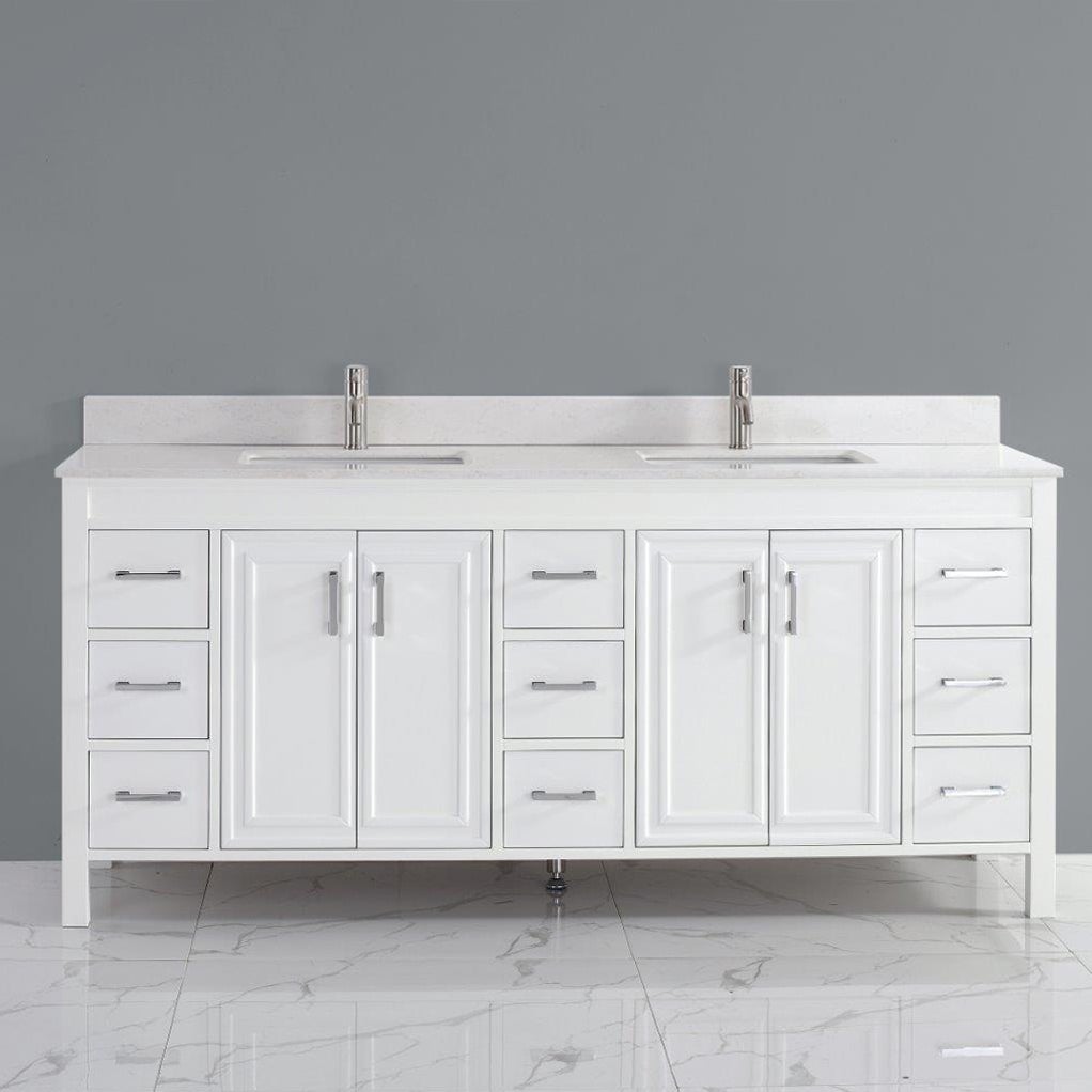 Corniche 75” White Double Sink Vanity by Studio Bathe