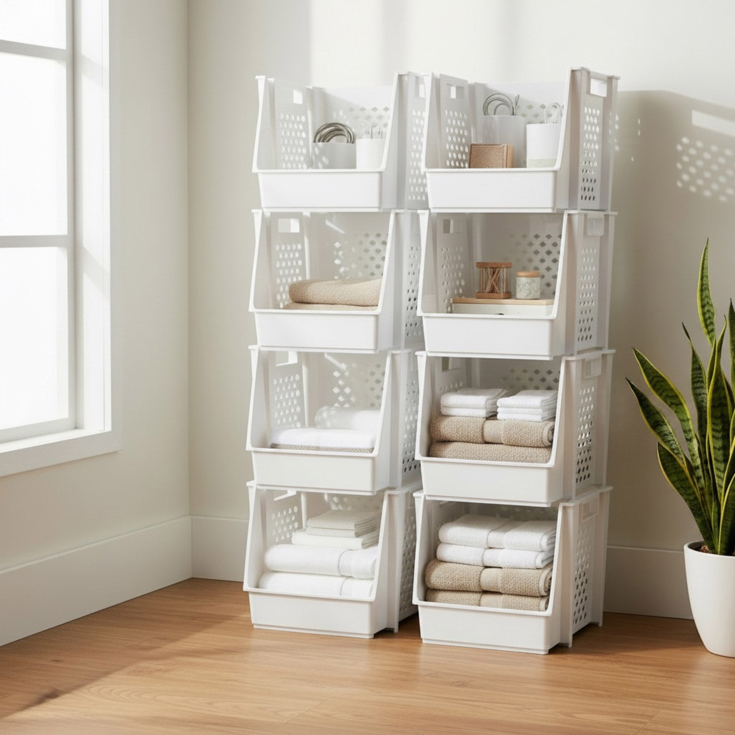 GreenMade InstaStack Stackable Storage Bins, 8-pack