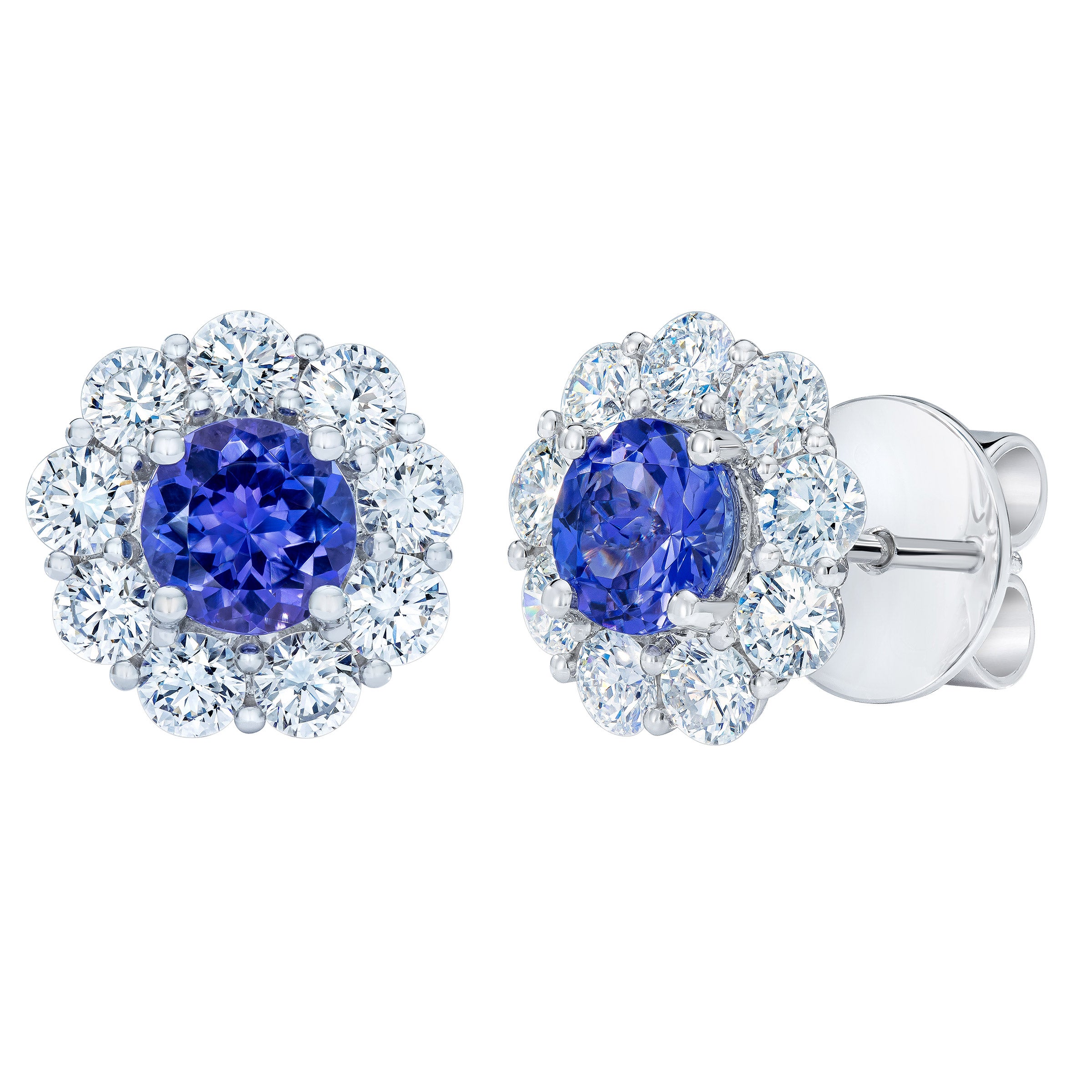 Tanzanite & Diamond 14kt White Gold Earrings