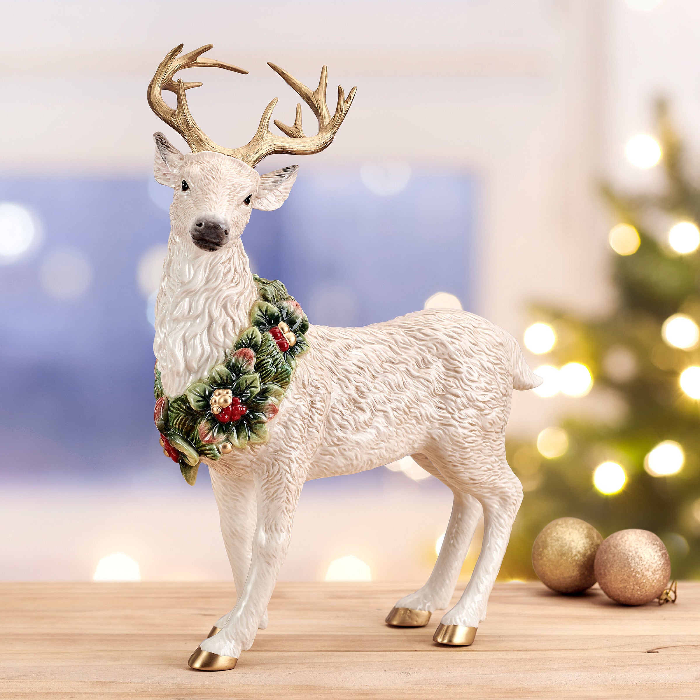 Fitz & Floyd Woodland Holiday Standing Deer Figurine