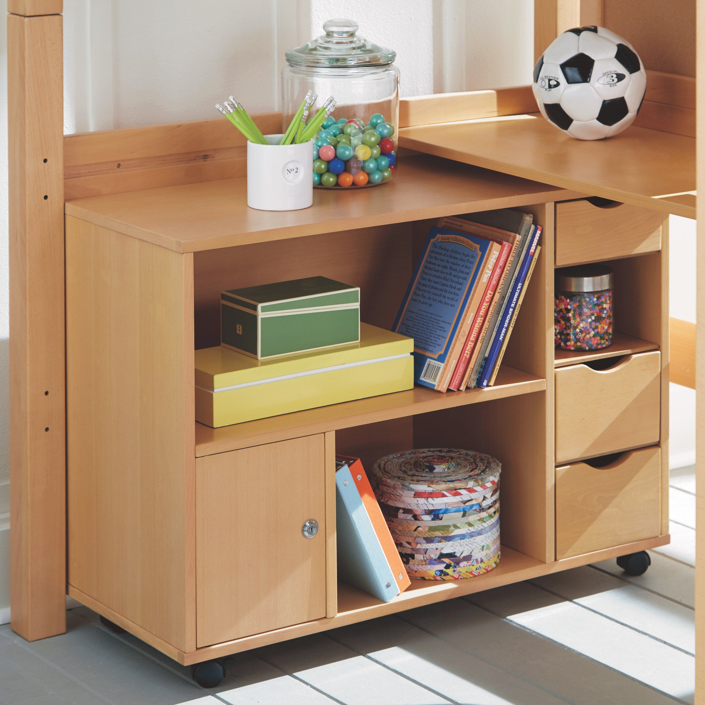Radia Twin Study Loft Bed, Natural