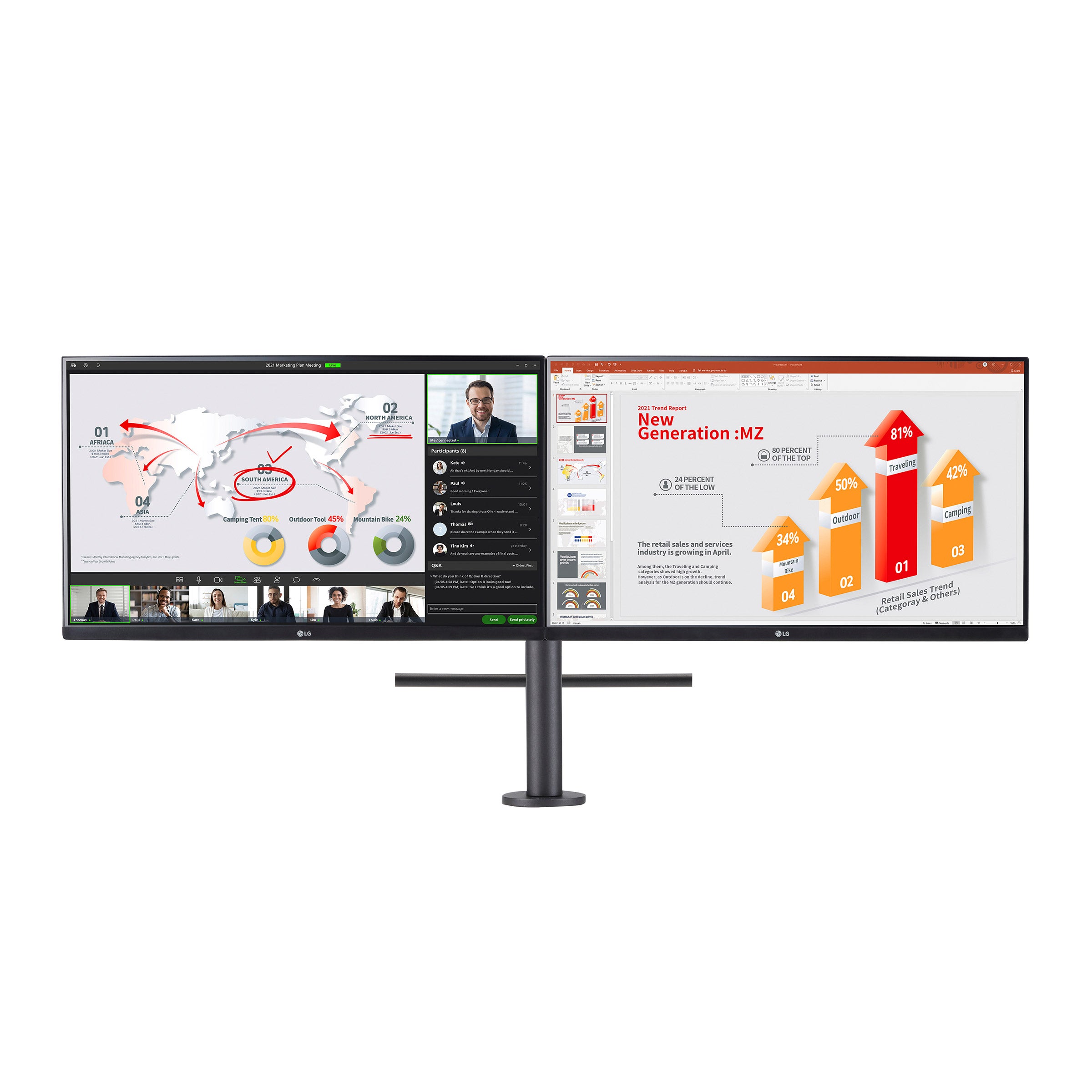 LG 24” Class QHD IPS Monitor Ergo Dual with USB-C and DP Daisy Chain