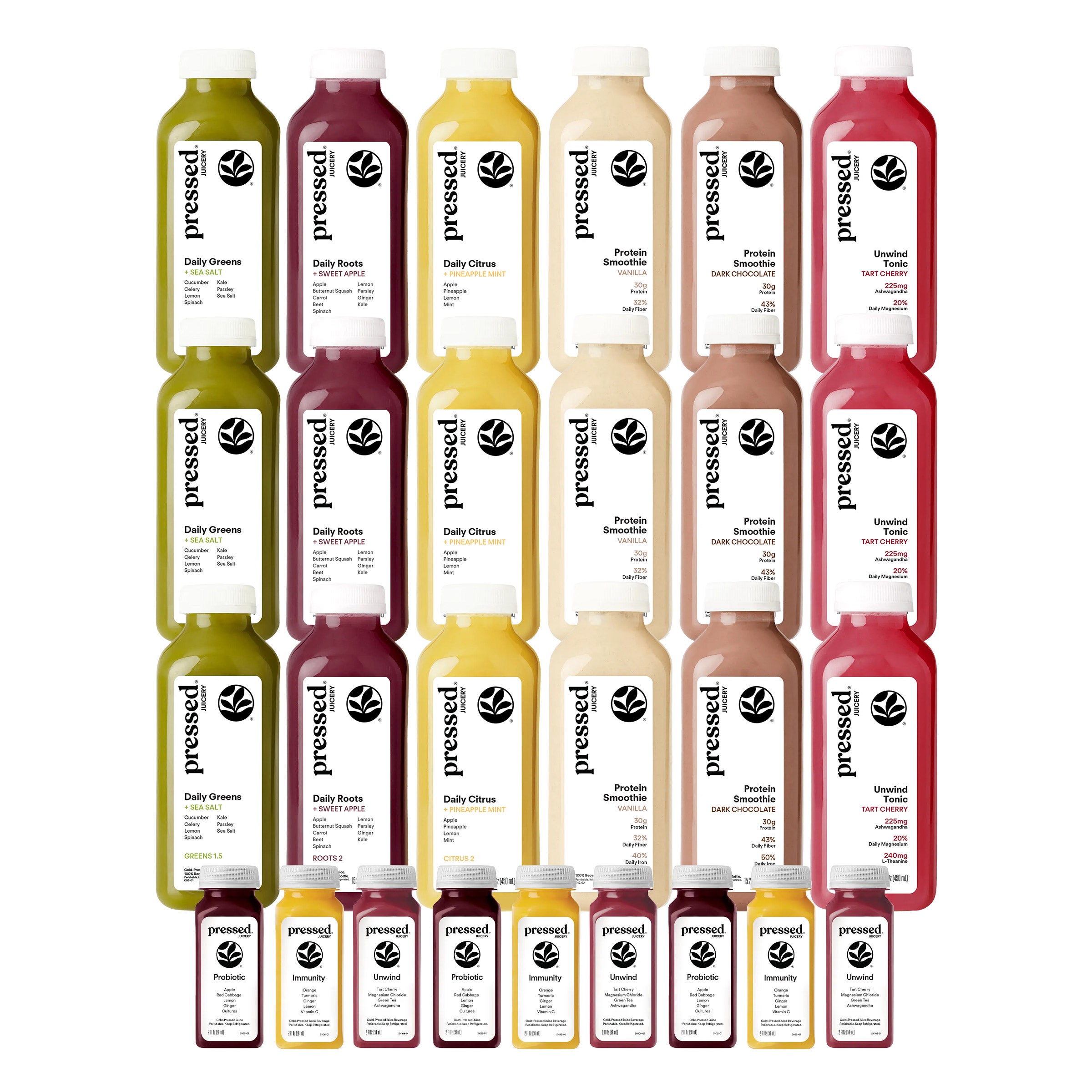 Pressed Juicery 3-day Juice + Protein Cleanse - 27 bottles, 18 Juices & 9 Shots
