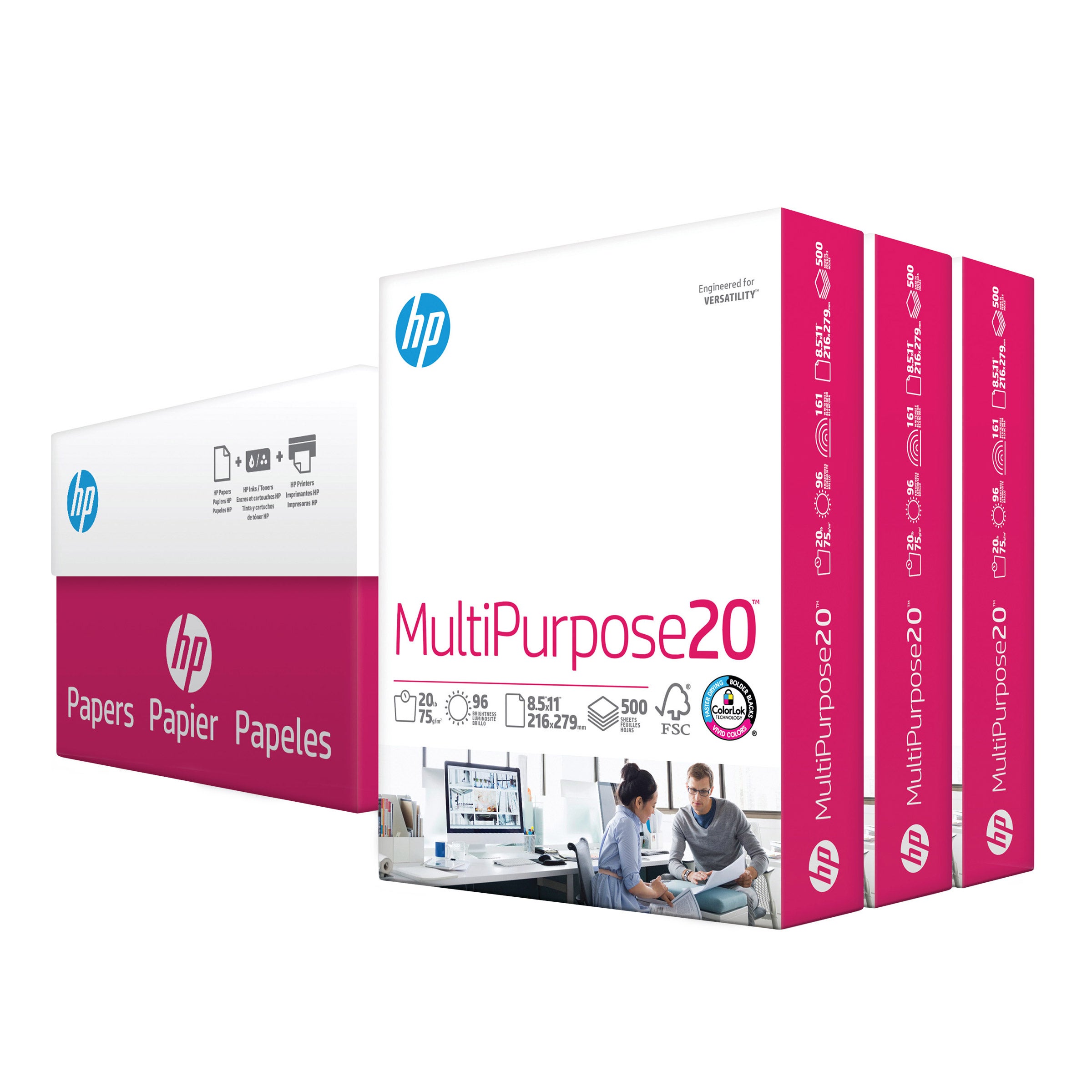 HP Ultra White Multipurpose Printer Paper, Letter, 20lb, 96-Bright, 3 Reams of 500 sheets
