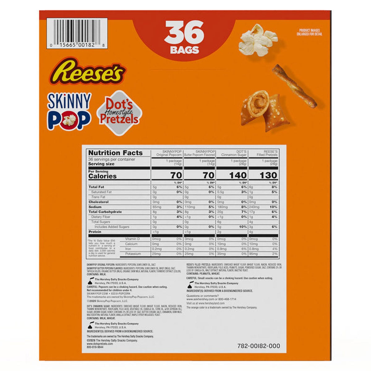 Sweet and Salty Grab and Go Variety Snack Pack, Popcorn and Pretzels, 36-count
