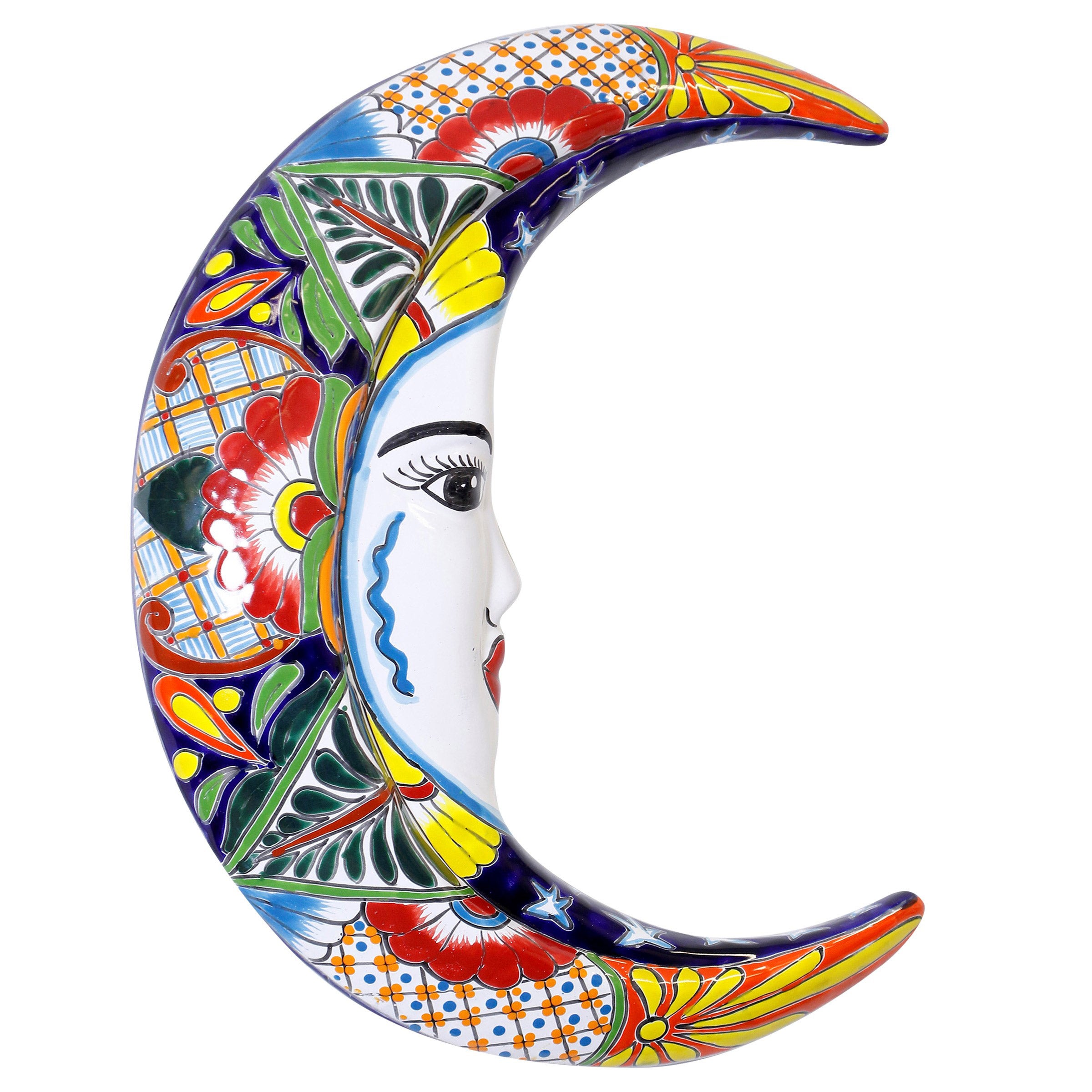 Talavera Style La Luna Ceramic Wall Art
