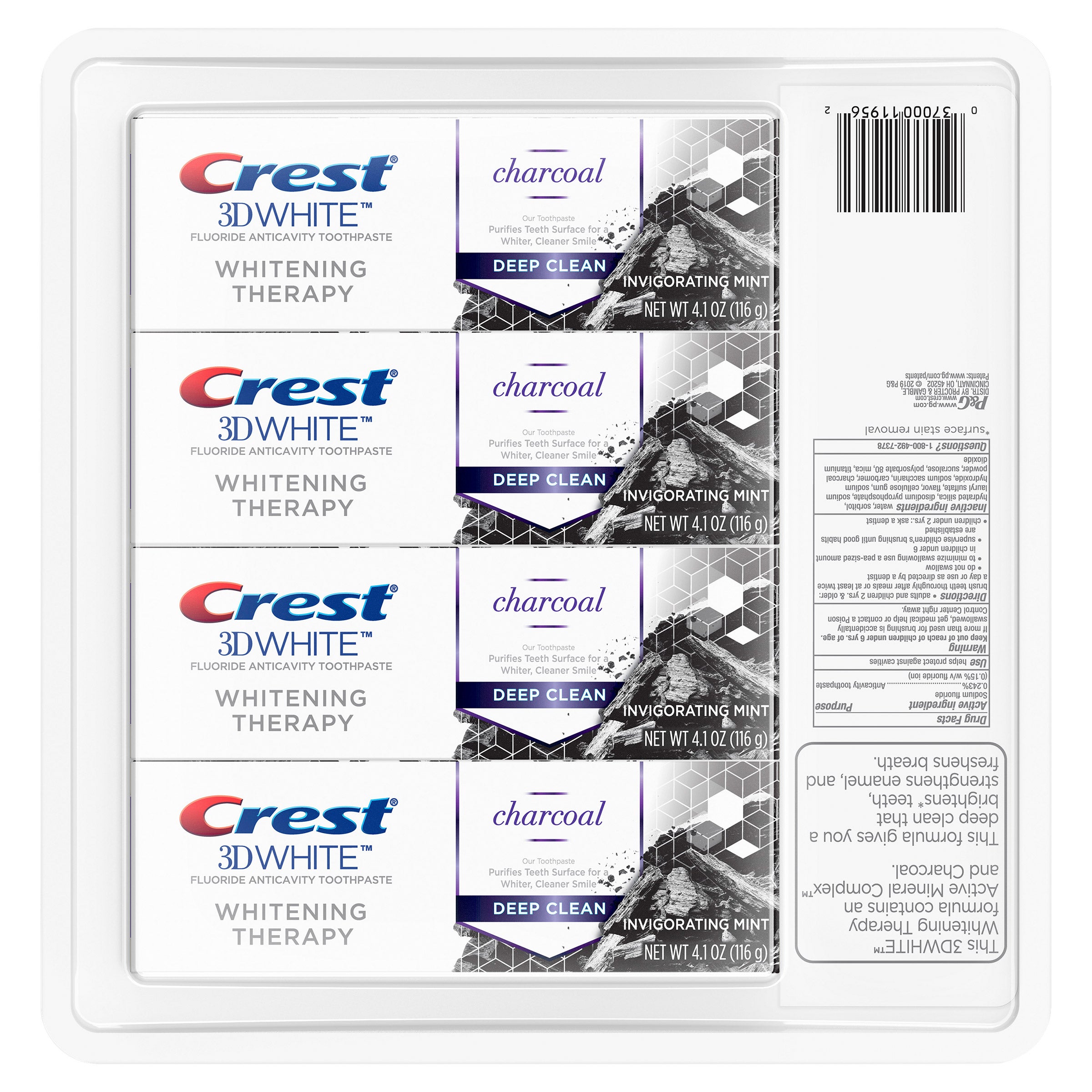 Crest 3D White Charcoal Deep Clean Toothpaste, 4.1oz, 4-pack