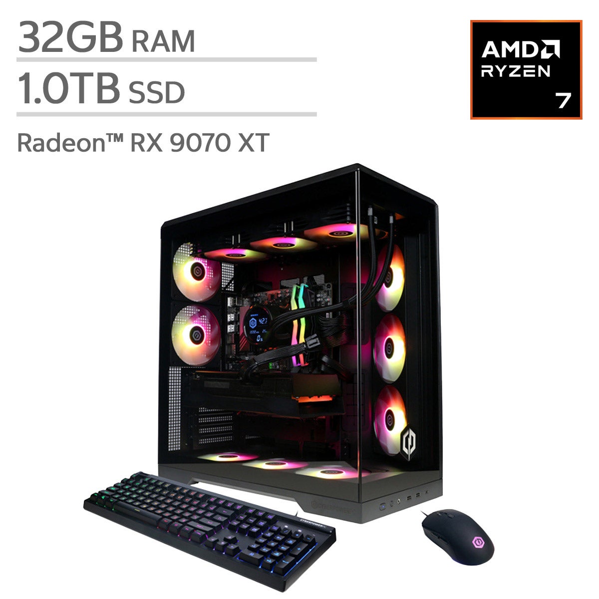 CyberPowerPC Gamer Supreme Gaming Desktop - AMD Ryzen 7 9800X3D - Radeon RX 9070 XT 16GB - 32GB RAM - 1TB SSD - Windows 11
