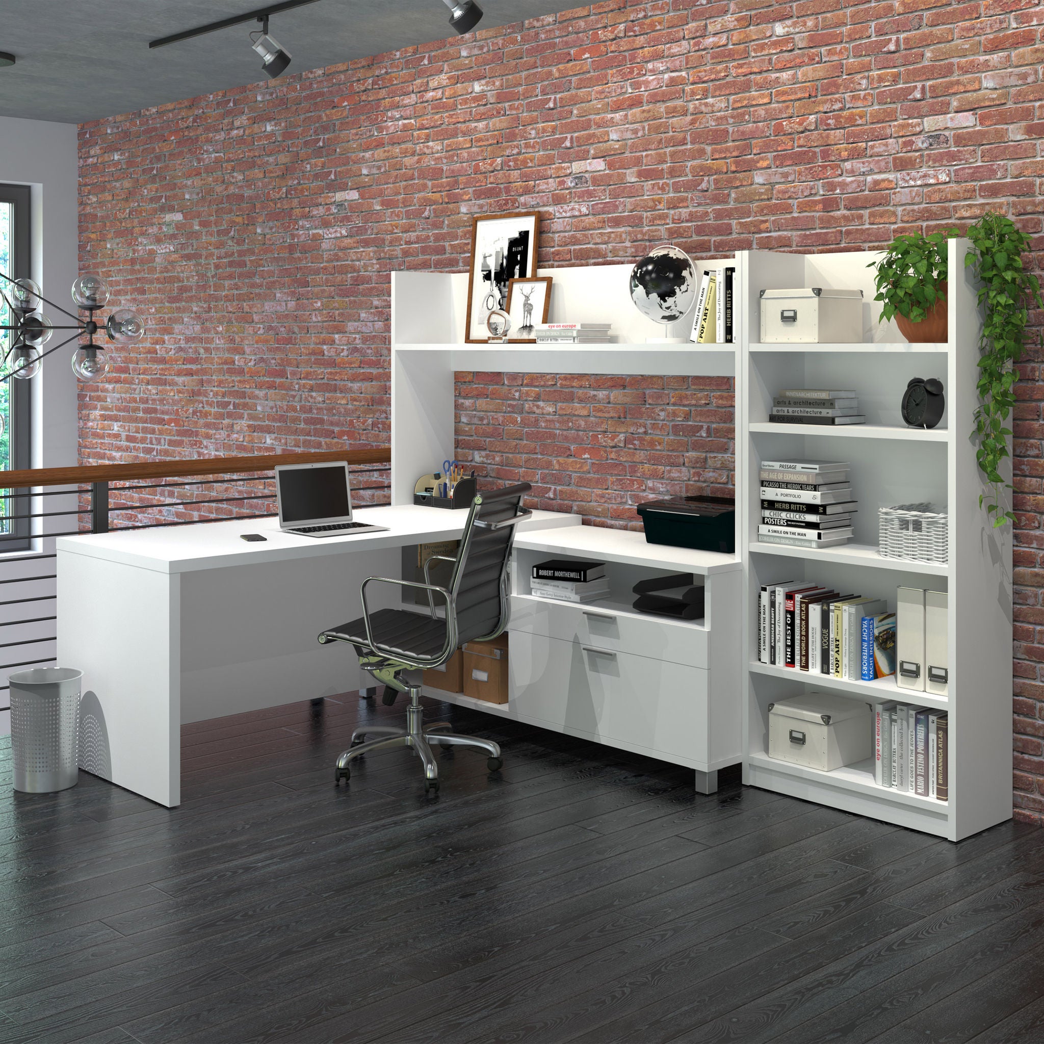 Columbia L-Shape Desk with Bookcase
