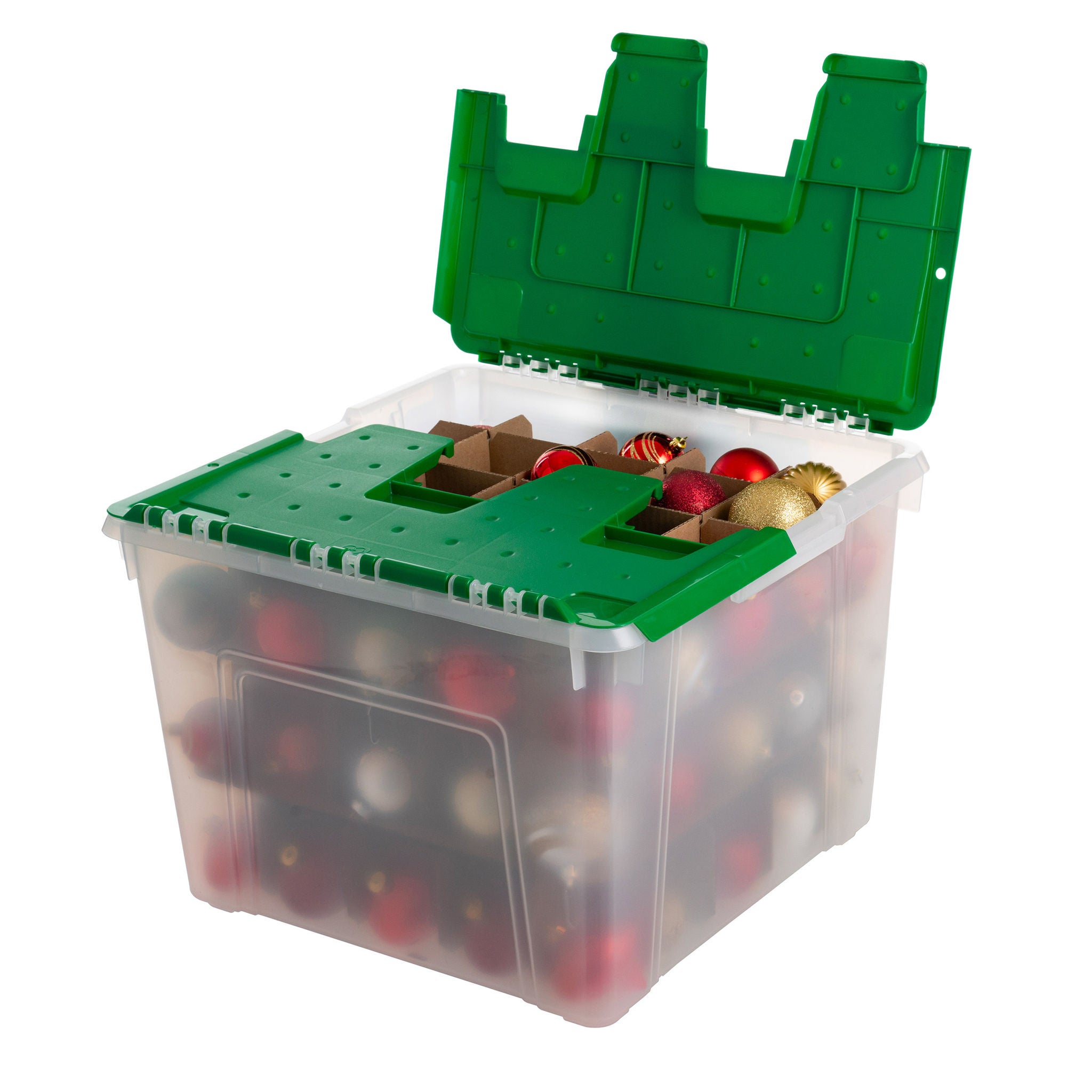 IRIS 60QT Stackable Ornament Storage Bin, 2-pack