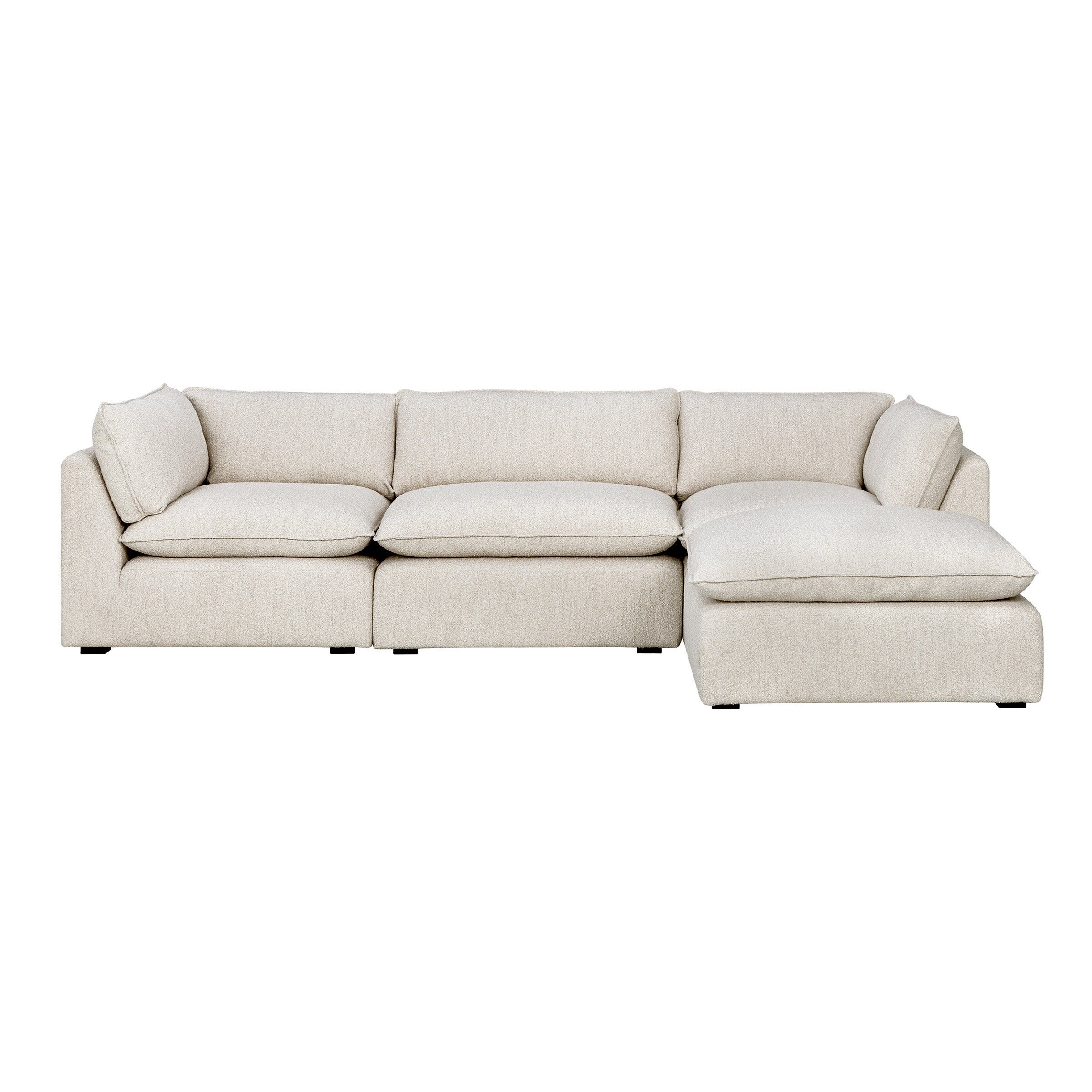 Luxe 4-piece Bouclé Fabric Modular Sectional with Luxury Cloud Seating