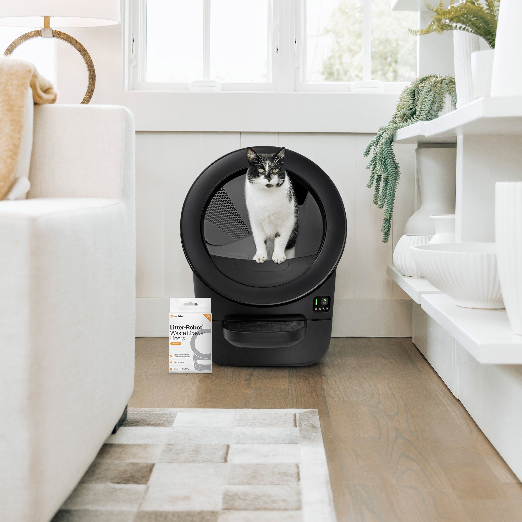 Litter-Robot EVO Self-Cleaning Cat Litter Box Bundle with 1-year Whisker+ and 3-year WhiskerCare Warranty