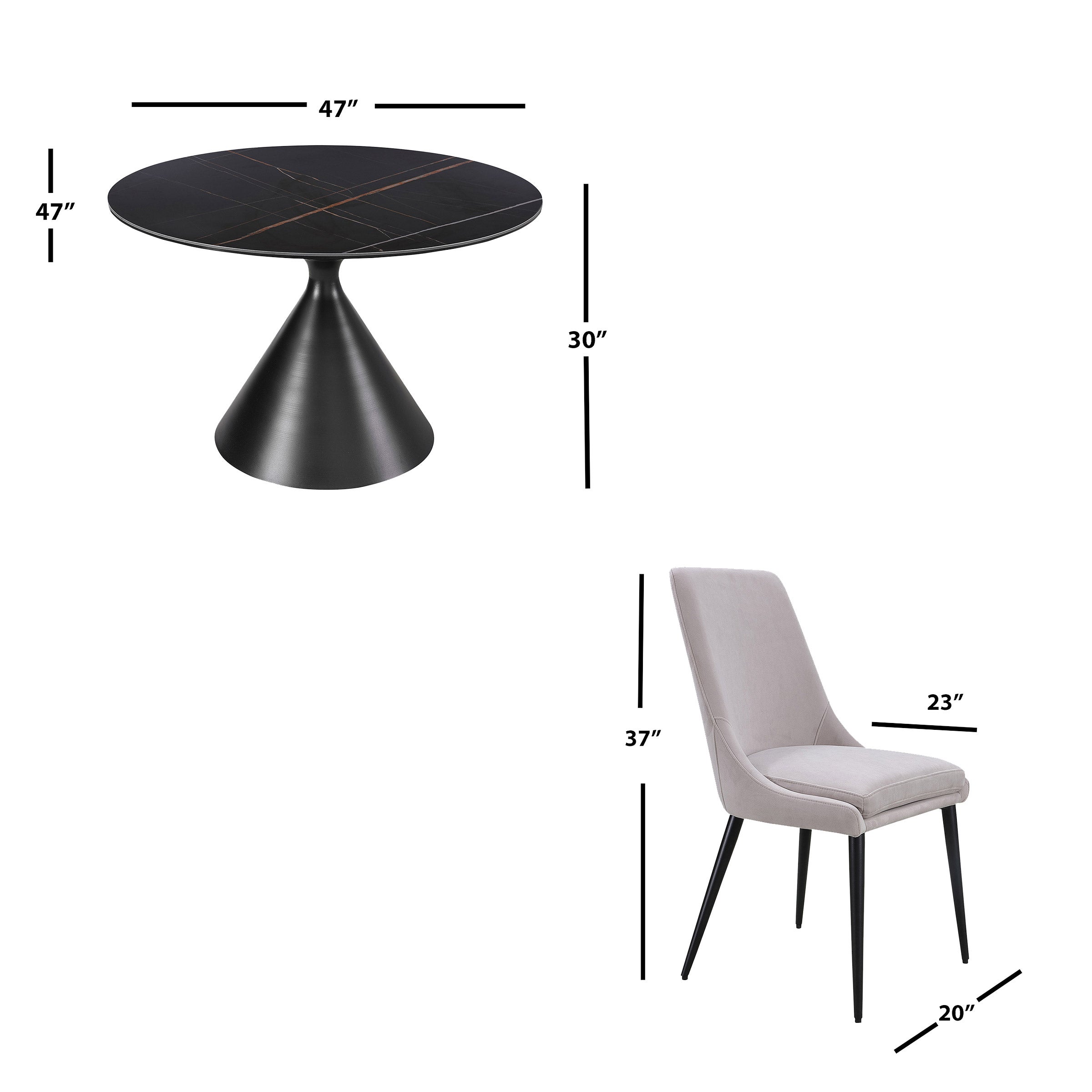Matto 5-piece Round Dining Table Set