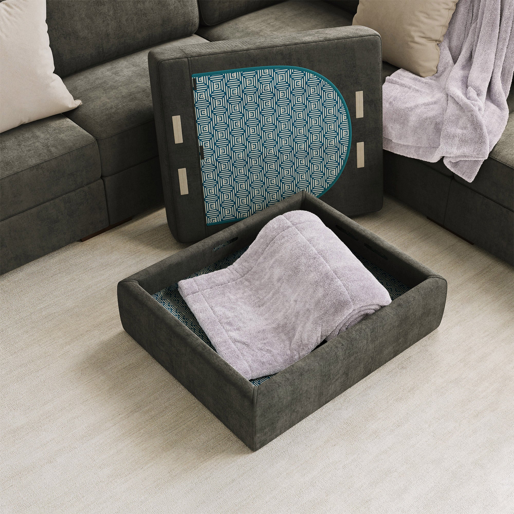 Lovesac Modular Sectional Sofa Bundles 4 Seats/ 5 Angled Sides with Storage