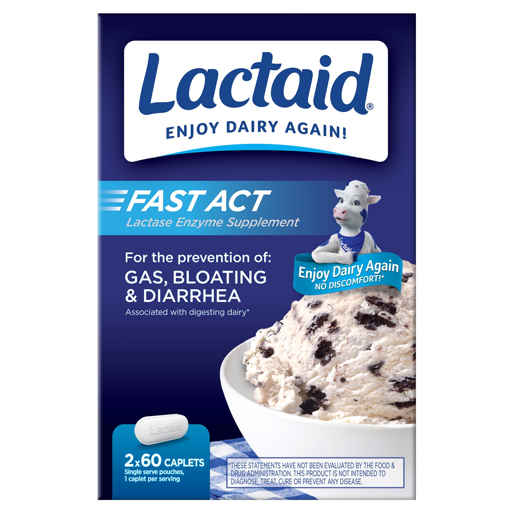 Lactaid Fast Act Lactose Intolerance Relief Enzyme Supplement, 120 Caplets