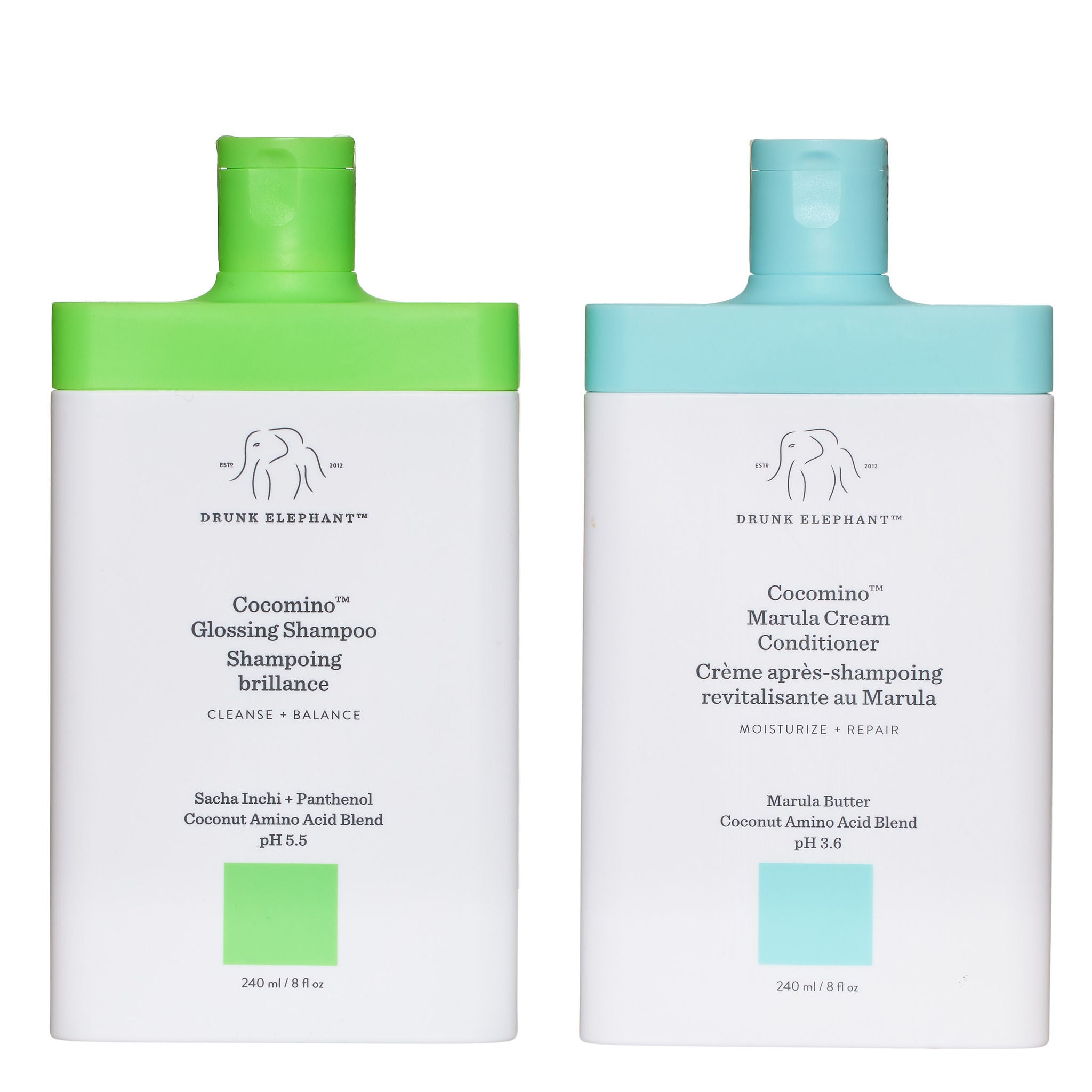 Drunk Elephant Cocomino Glossing Shampoo & Marula Cream Conditioner Set, 8 fl oz