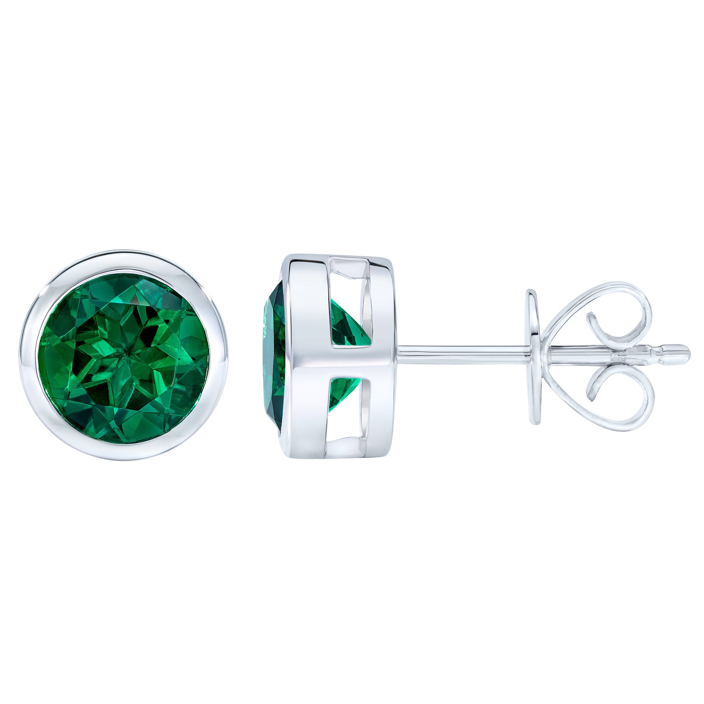 Gemstone 14kt Gold Bezel Stud Earrings