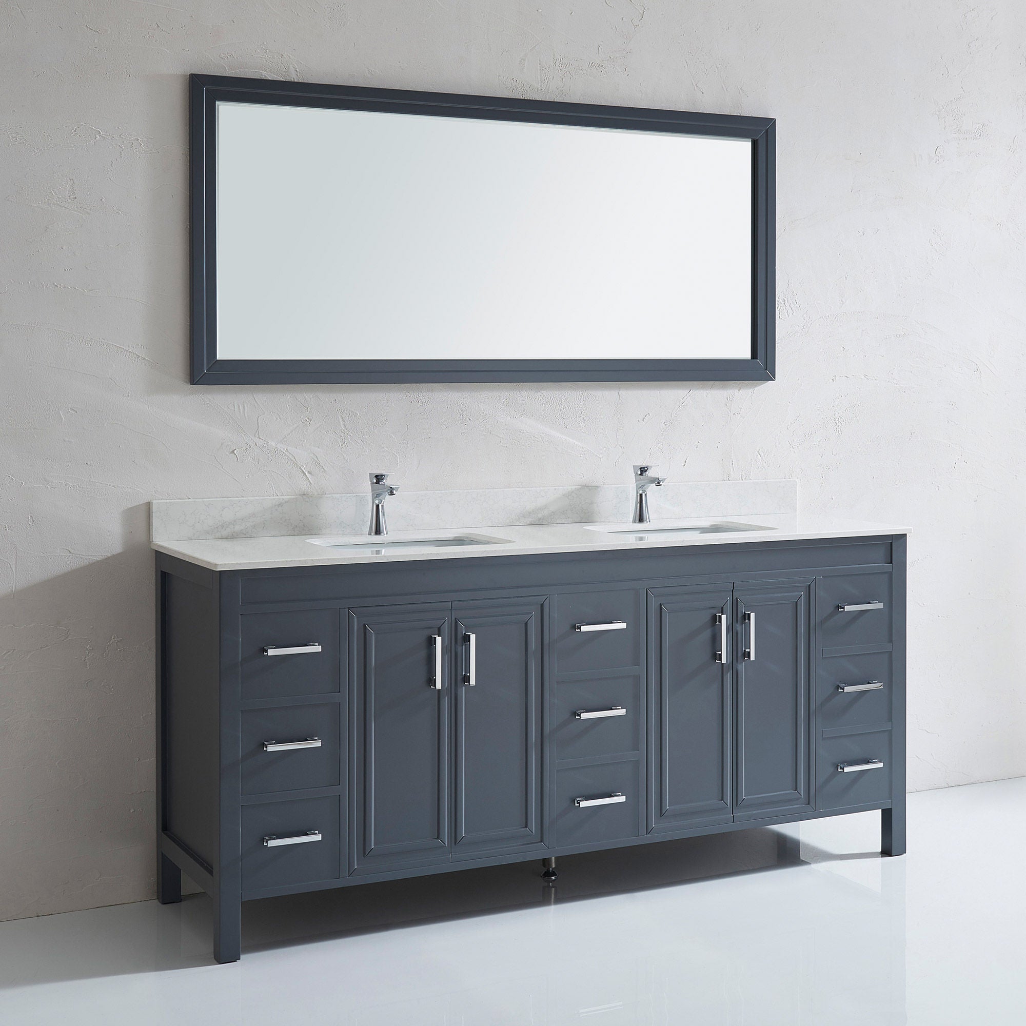 Corniche 75” Pepper Gray Double Sink Vanity By Studio Bathe