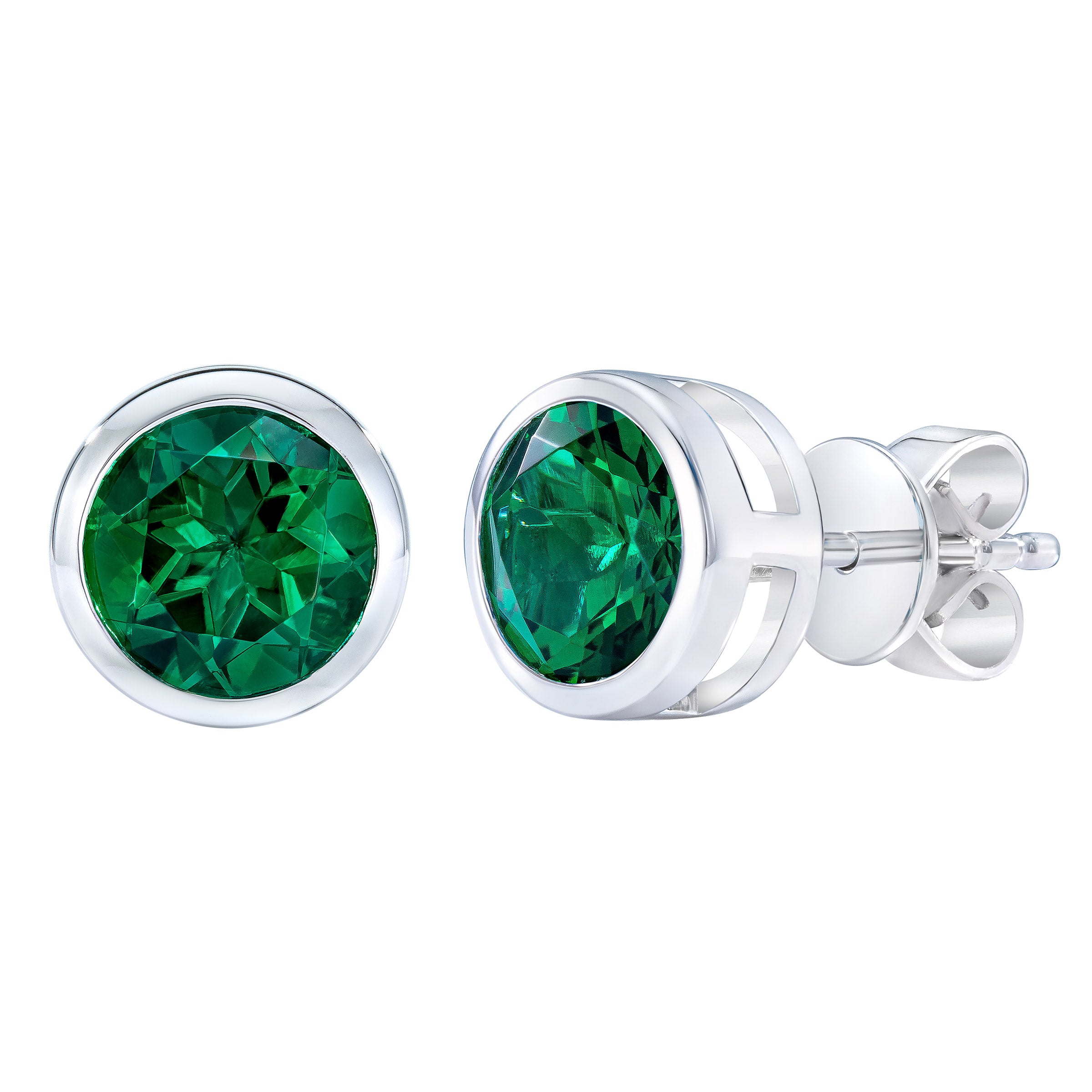Gemstone 14kt Gold Bezel Stud Earrings