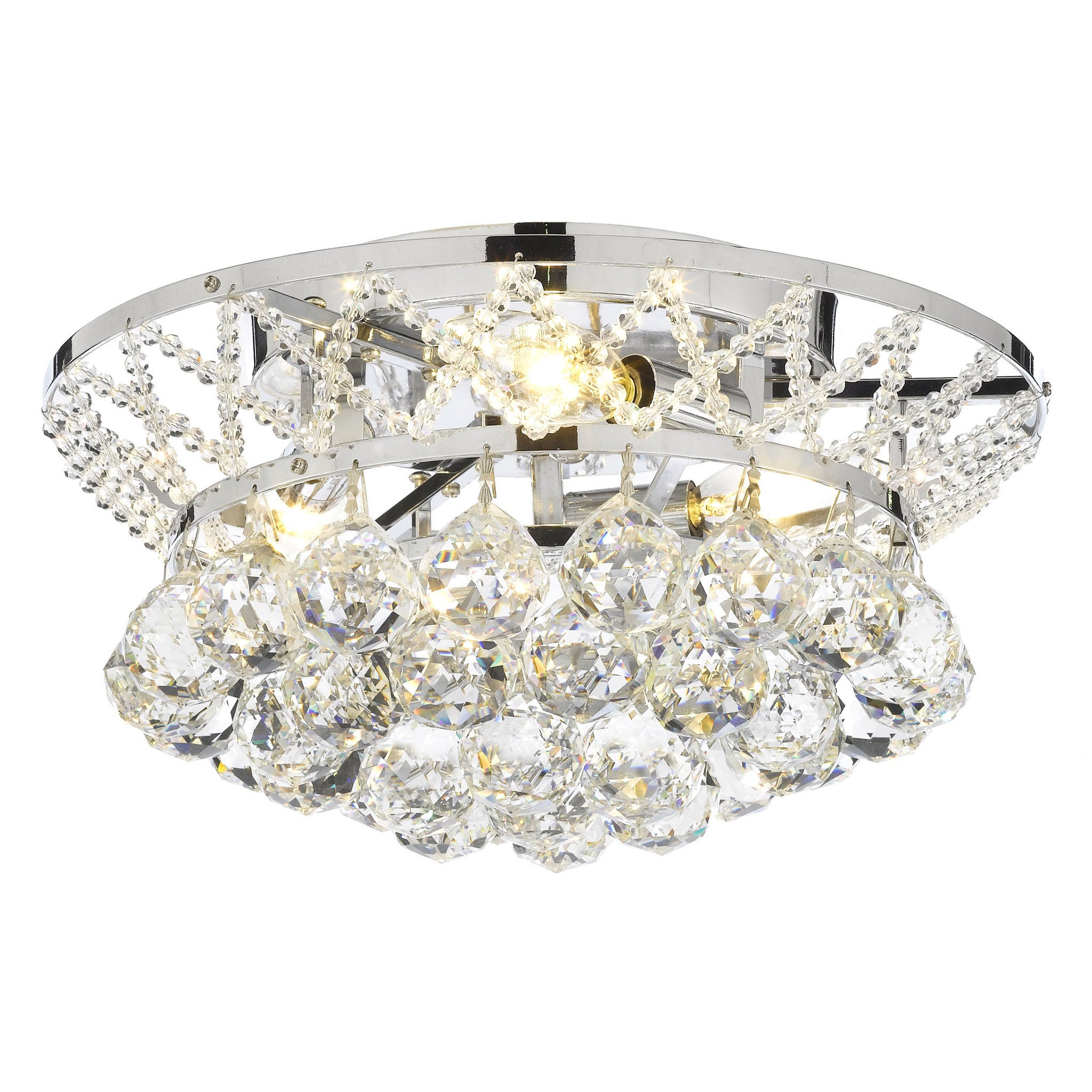 Lighting by Pecaso Charlotte Flush Mount Light Fixture with Heirloom Grandcut Crystal