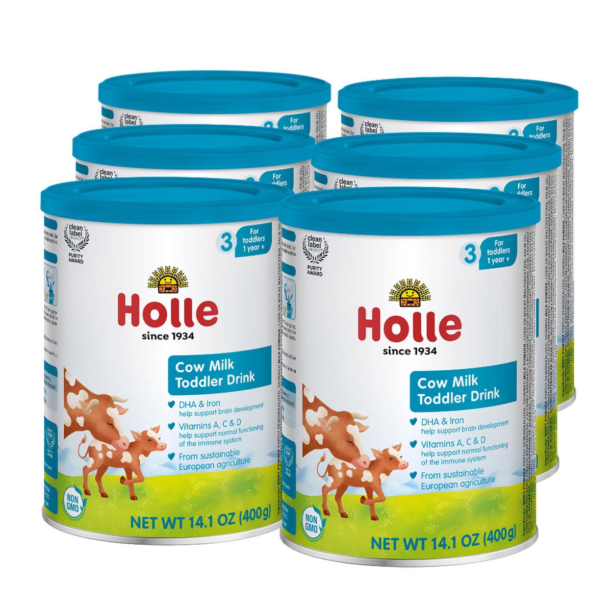 Holle Cow Milk, Toddler Drink, 6 - 14.1 oz. Tins