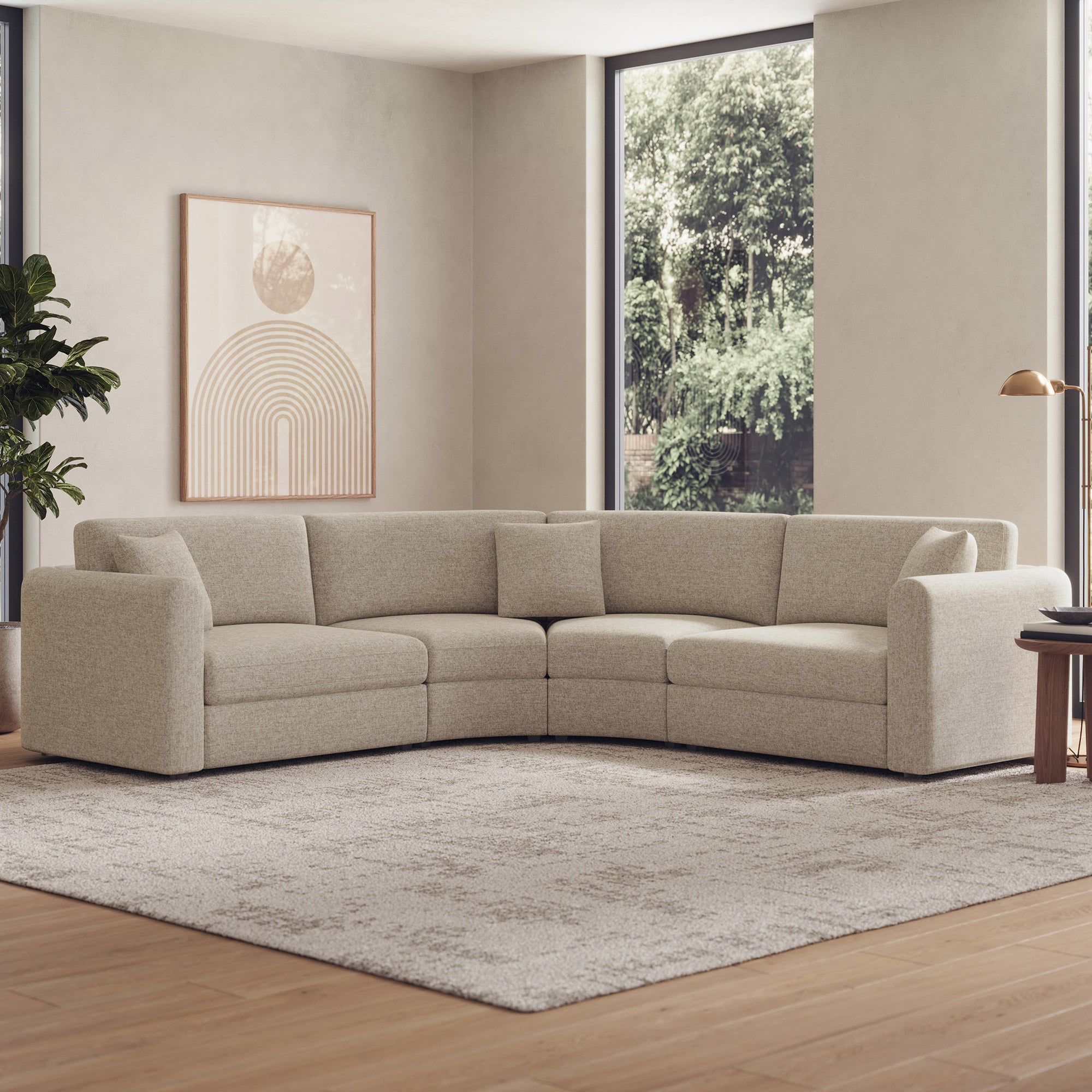 Henredon Elara 4-piece Curved Fabric Sectional, Tan