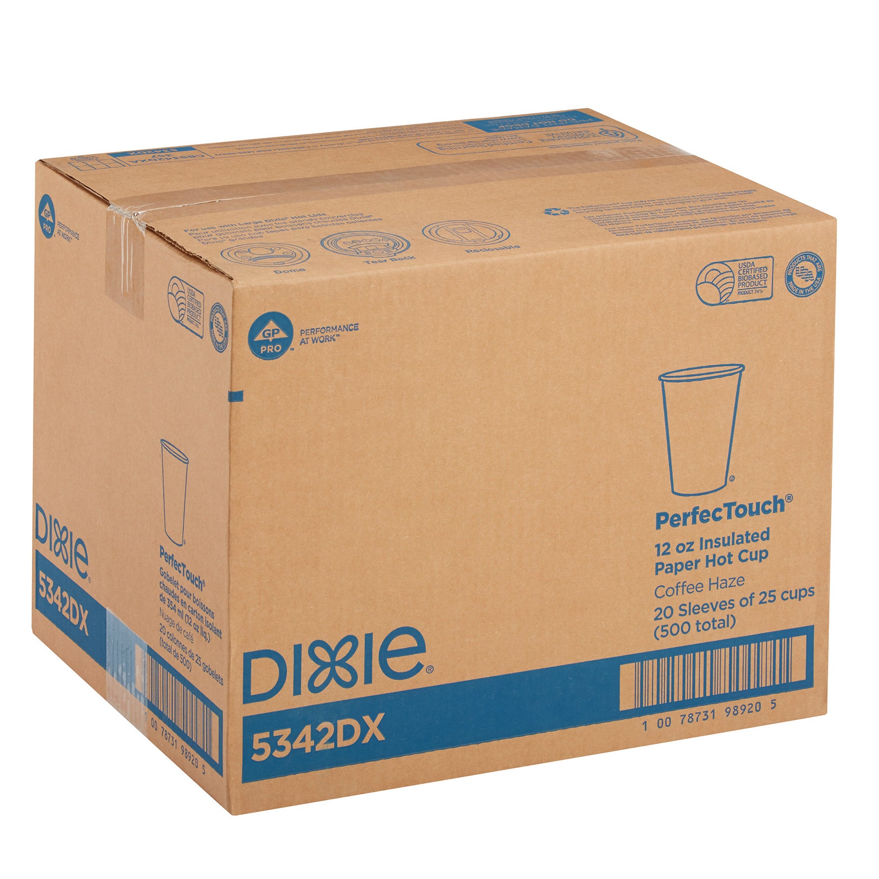 Dixie PerfecTouch 12 oz Paper Hot Cup, 500-count