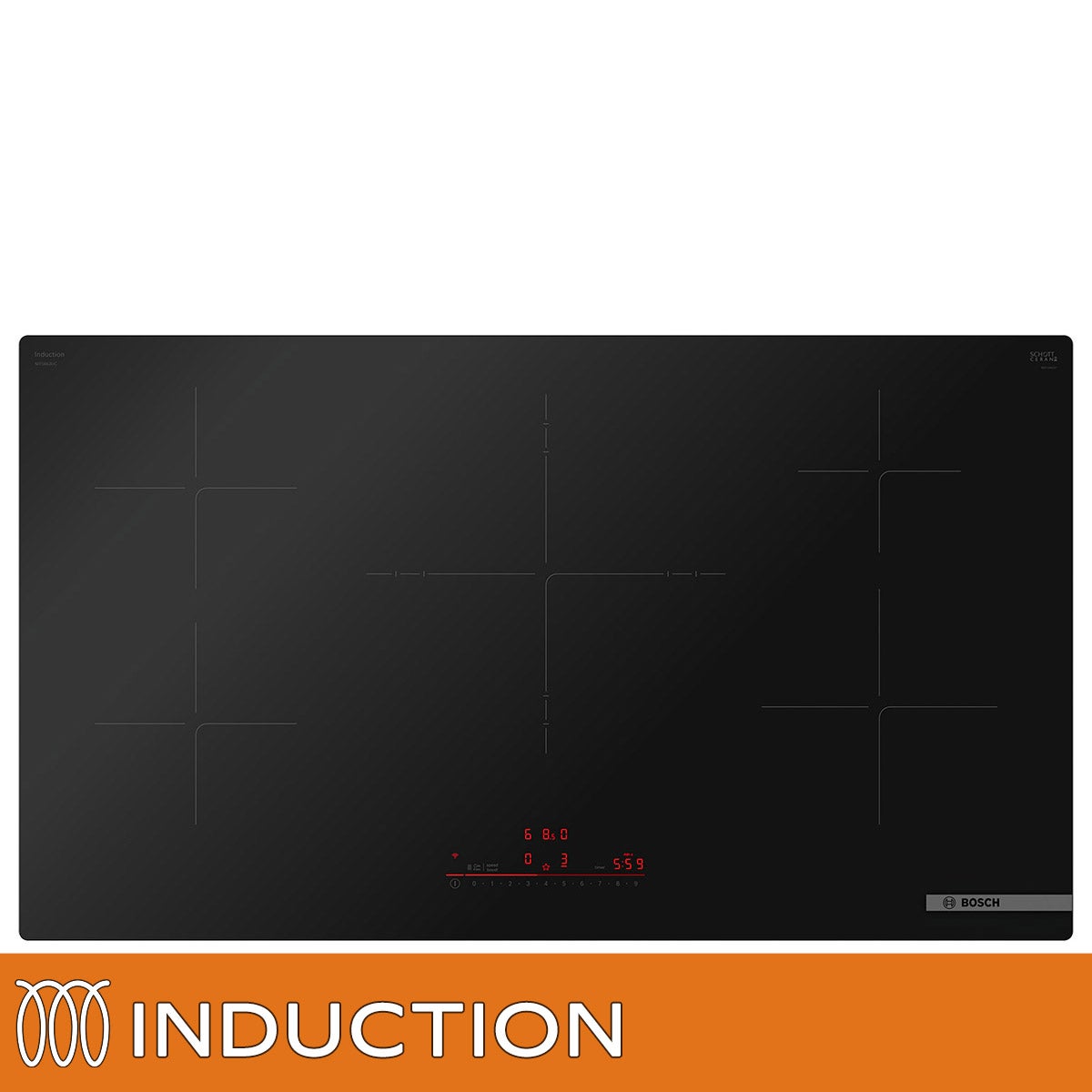 Bosch 500 Series 36" Induction Cooktop with Triple-Ring Element with Home Connect