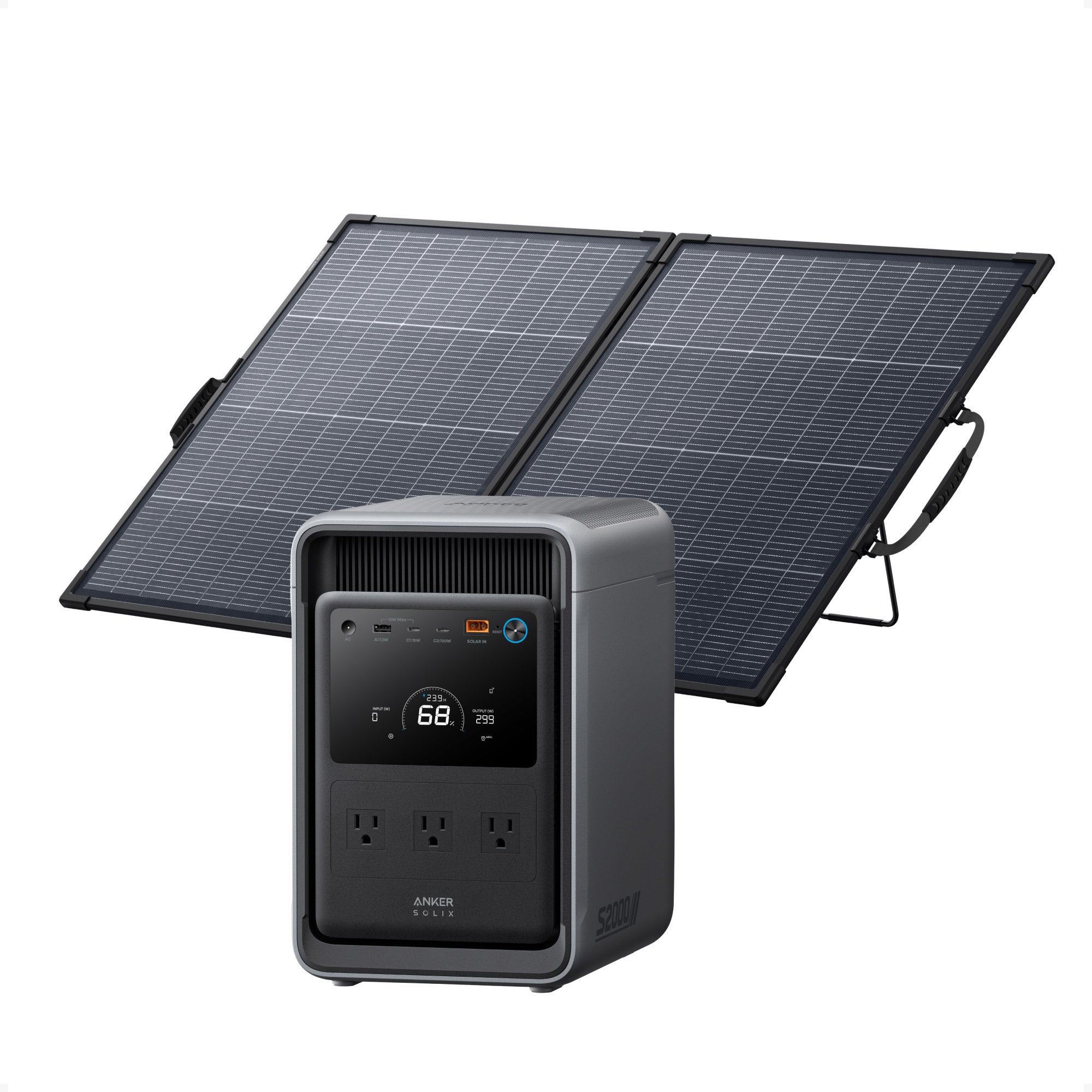 Anker SOLIX S2000 Portable Power Station with 200W Bifacial Portable Solar Panel