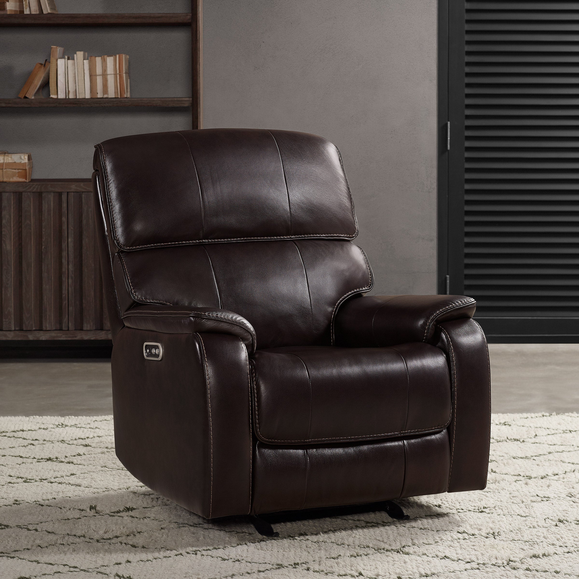 Barcalounger Leather Power Glider Recliner with Power Adjustable Headrest