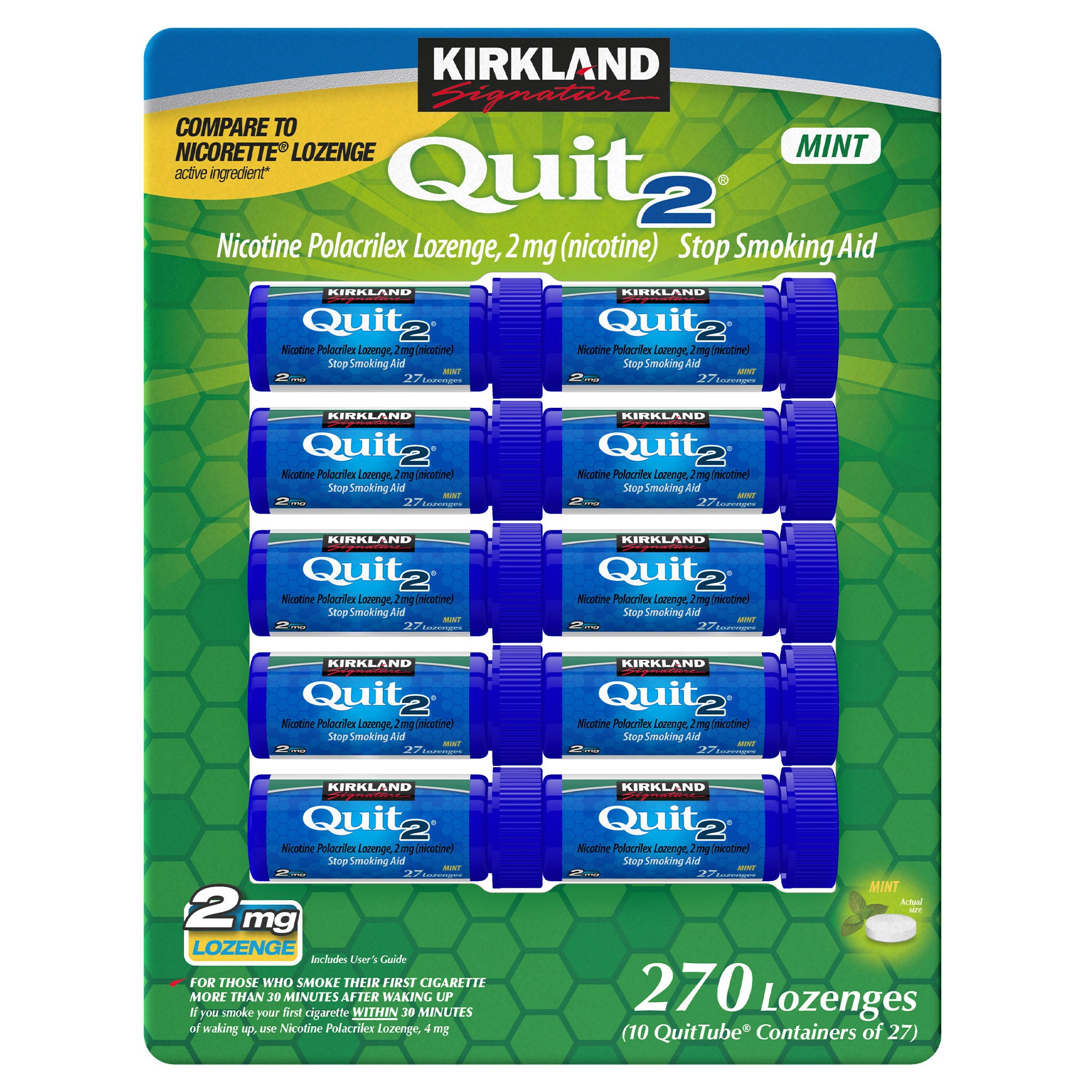 Kirkland Signature Quit, 2mg or 4mg, Mint Lozenges, 270 Pieces