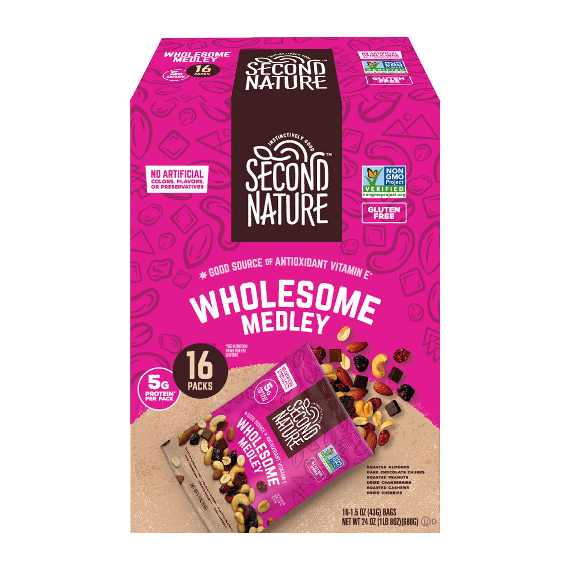 Second Nature Trail Mix, Wholesome Medley, 1.5 oz, 16-count