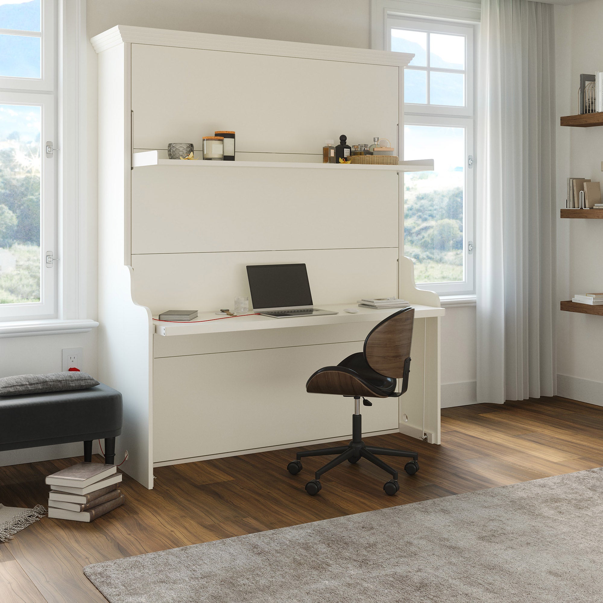Adelaide Portrait Murphy Bed with Desk and Shelf