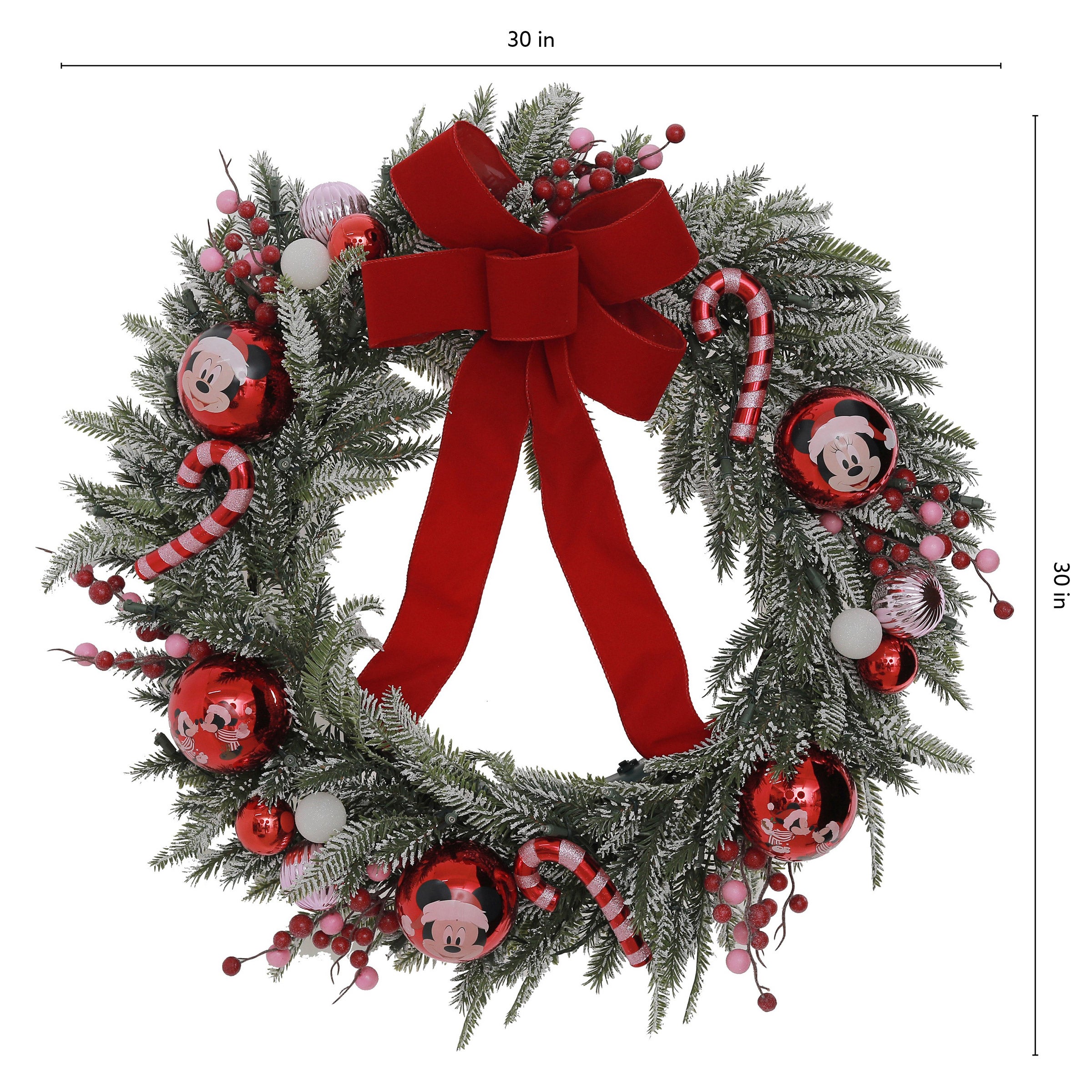 30" Disney Mickey and Minnie Flocked Pre-Lit LED Wreath