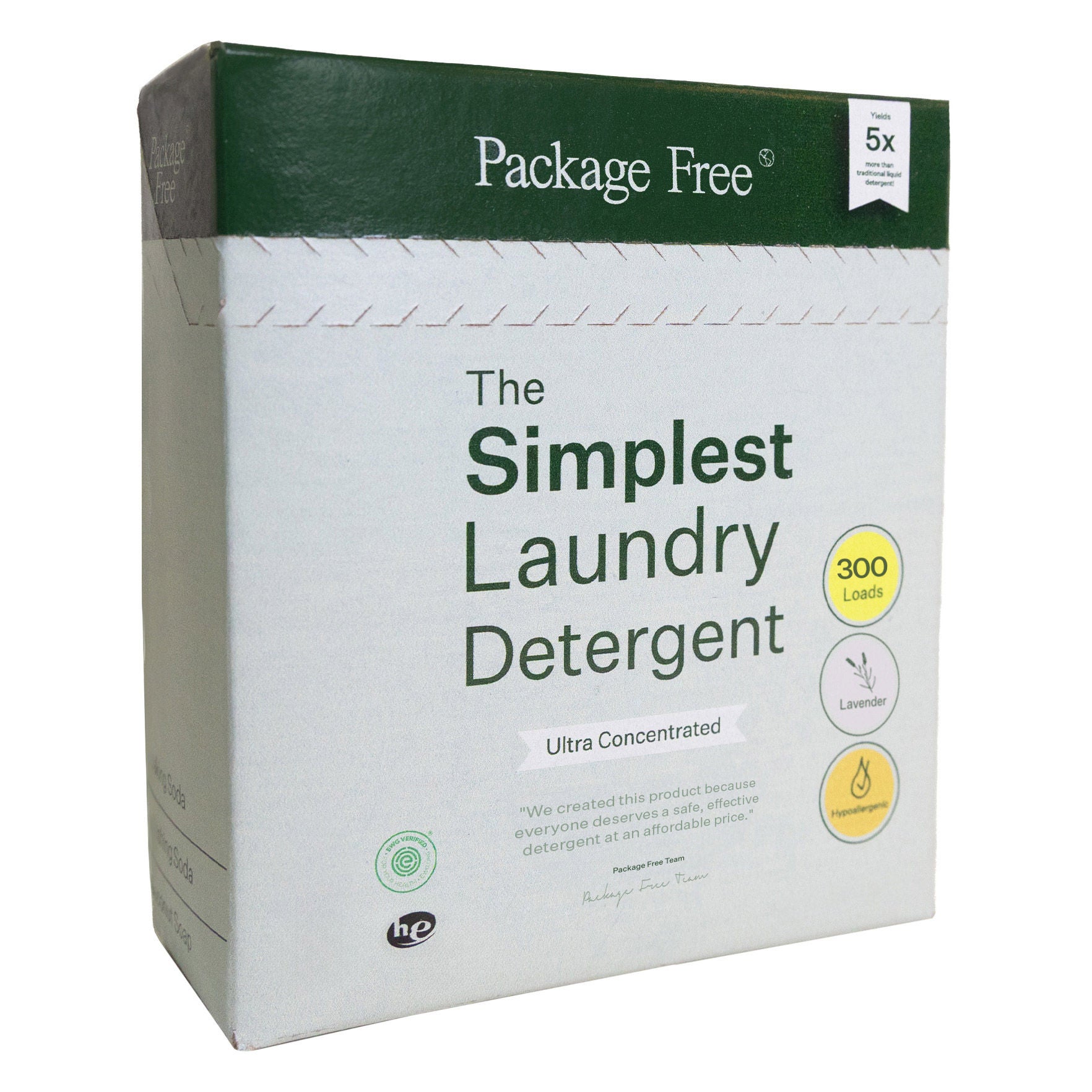 Package Free The Simplest Powder Laundry Detergent, Lavender, 300 Loads, 158 oz