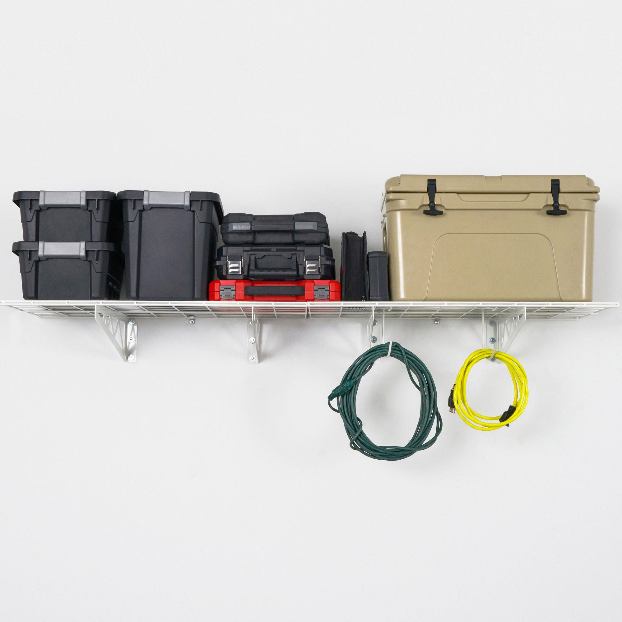 SafeRacks Wall Shelf Combo Kit, Two Shelves, Four Deck Hooks