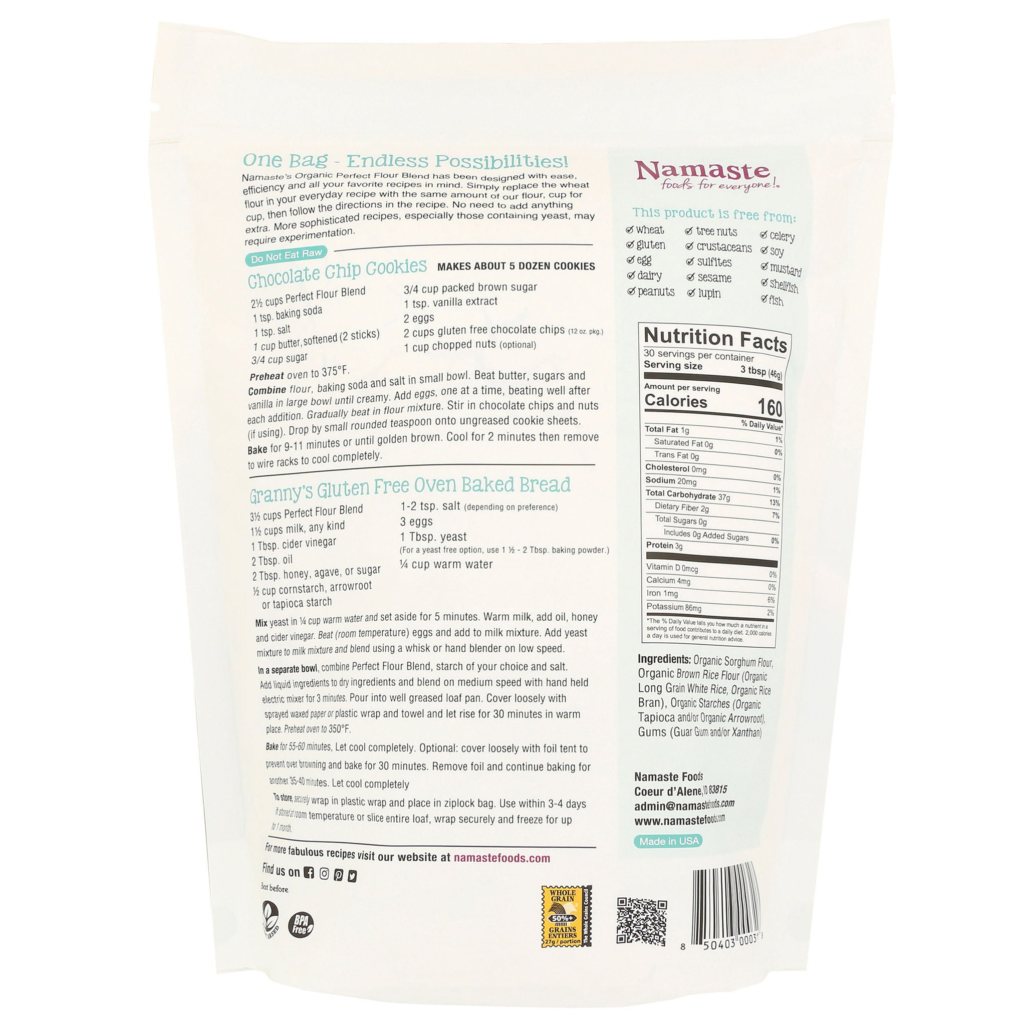 Namaste Gluten Free USDA Organic Perfect Flour Blend 6-count (48 oz. each)