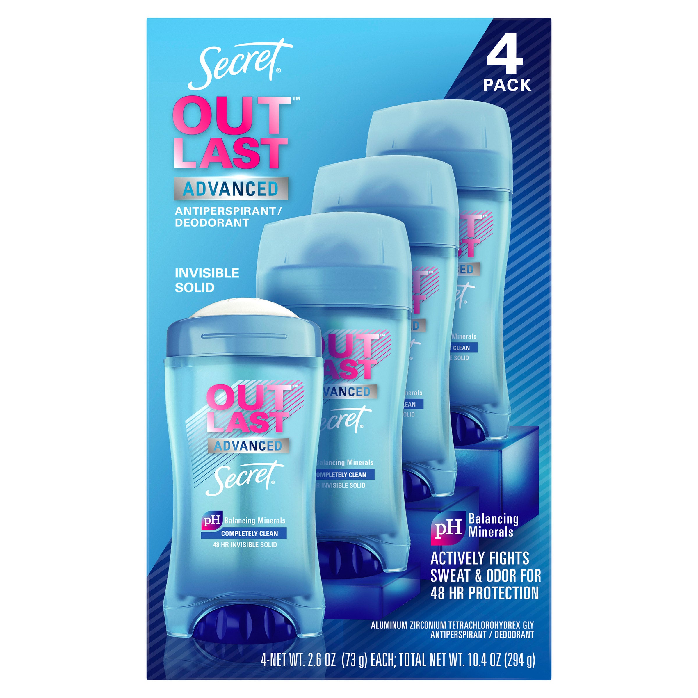 Secret Outlast Advanced Antiperspirant Deodorant 2.6 oz, 4-pack