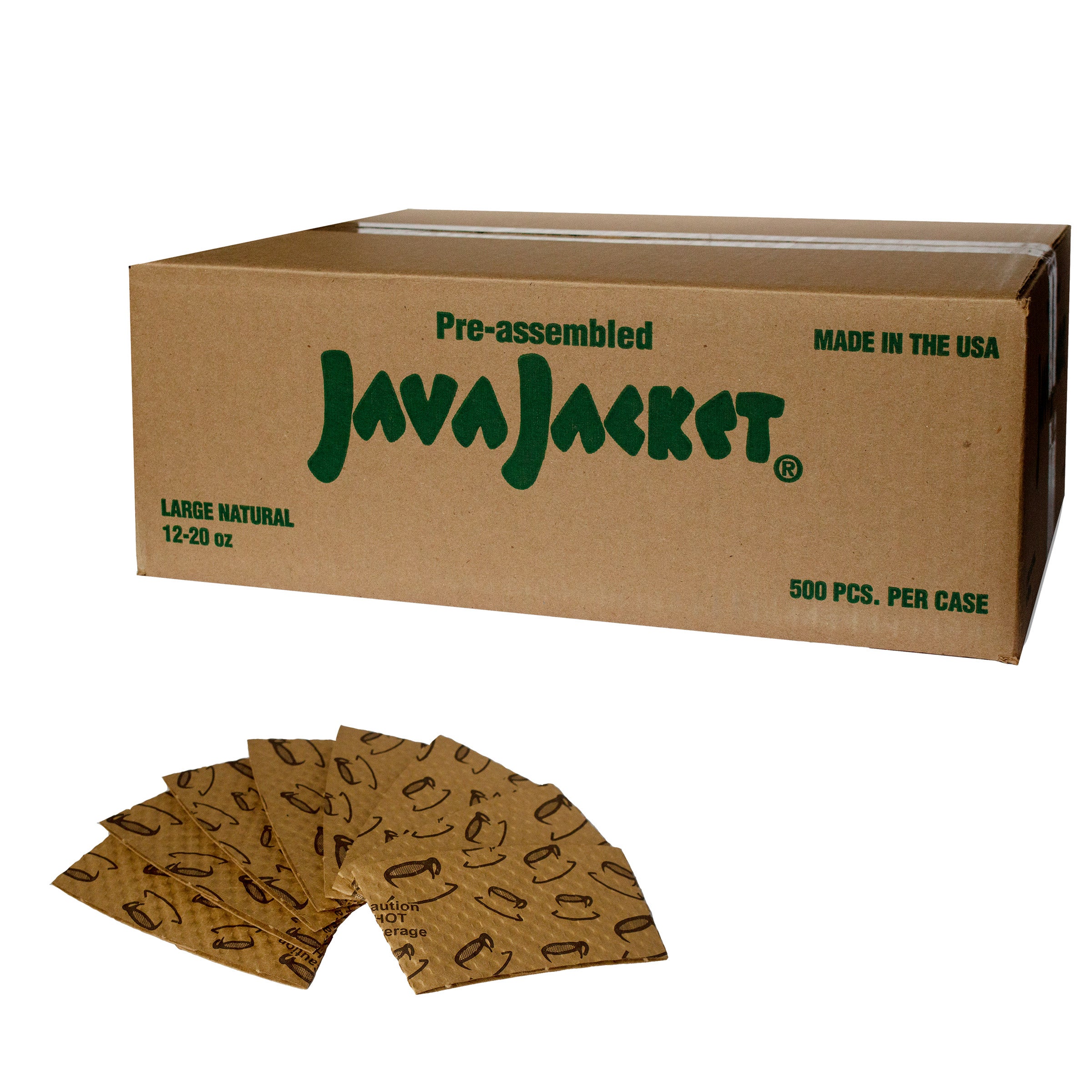 Java Jacket Paper Hot Cup Sleeve, Kraft, 500-count
