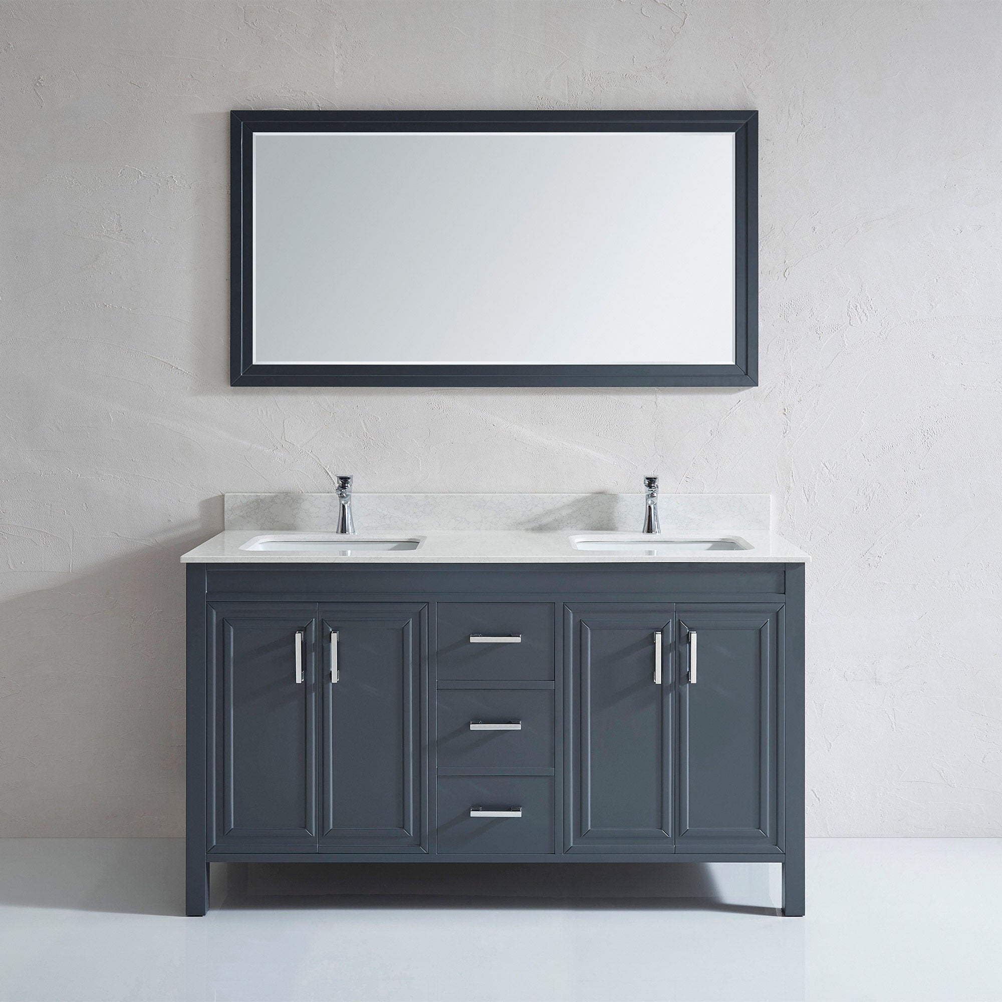 Corniche 60” Gray Double Sink Vanity by Studio Bathe
